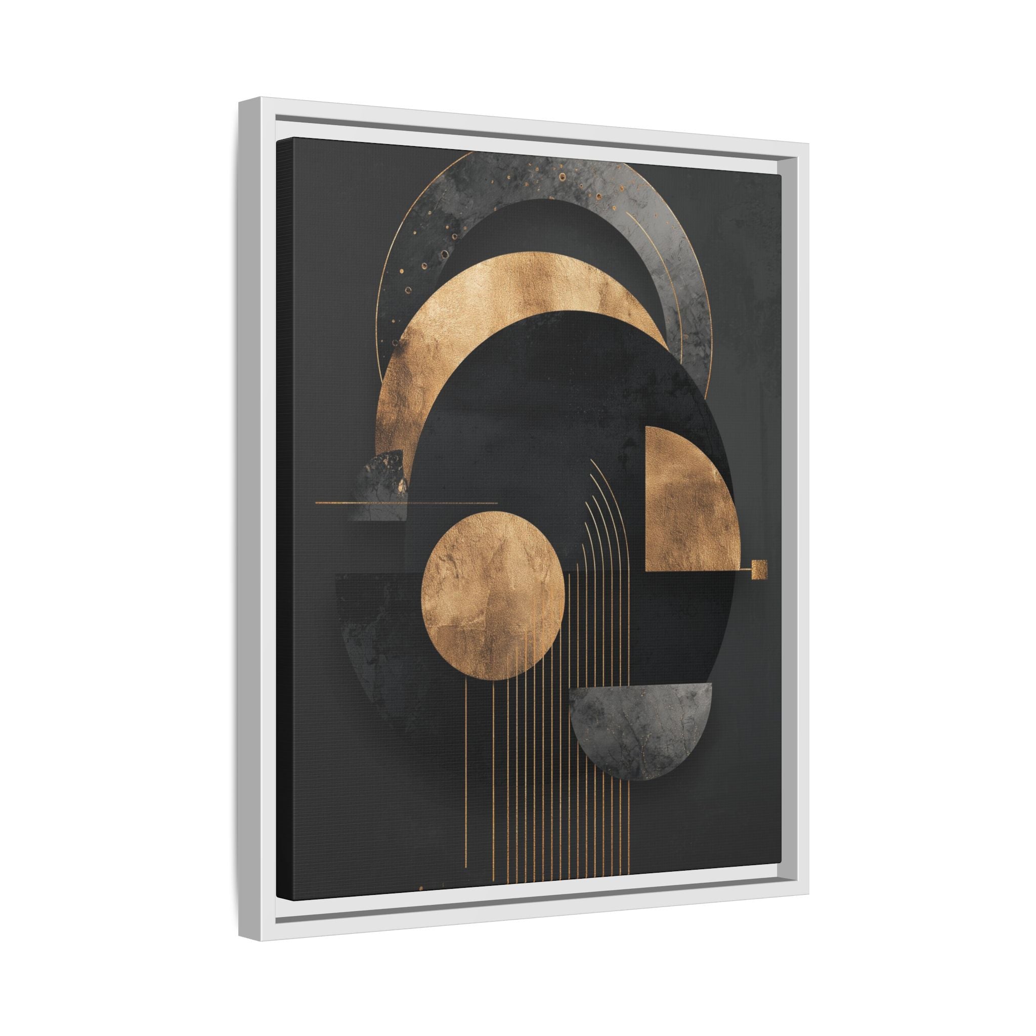 Geometric Resonance: Abstract Gold and Black Design, Minimalist Architectural Art, Modern Metallic Composition   |   Custom Orders Accepted