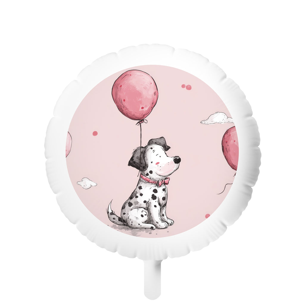 Dalmatian Puppy Balloon — Cute Pink Mylar Helium Balloon (Dog Party, Baby Shower, Birthday)