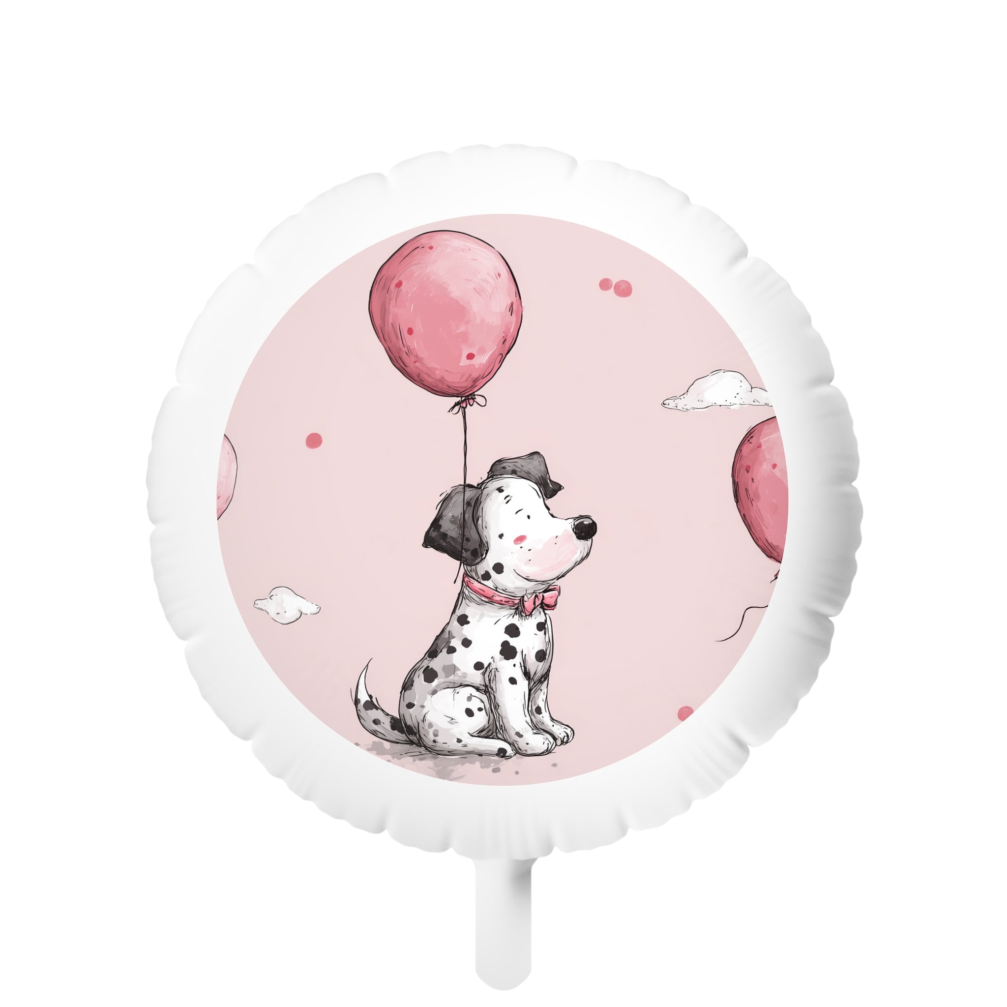 Dalmatian Puppy Balloon — Cute Pink Mylar Helium Balloon (Dog Party, Baby Shower, Birthday)