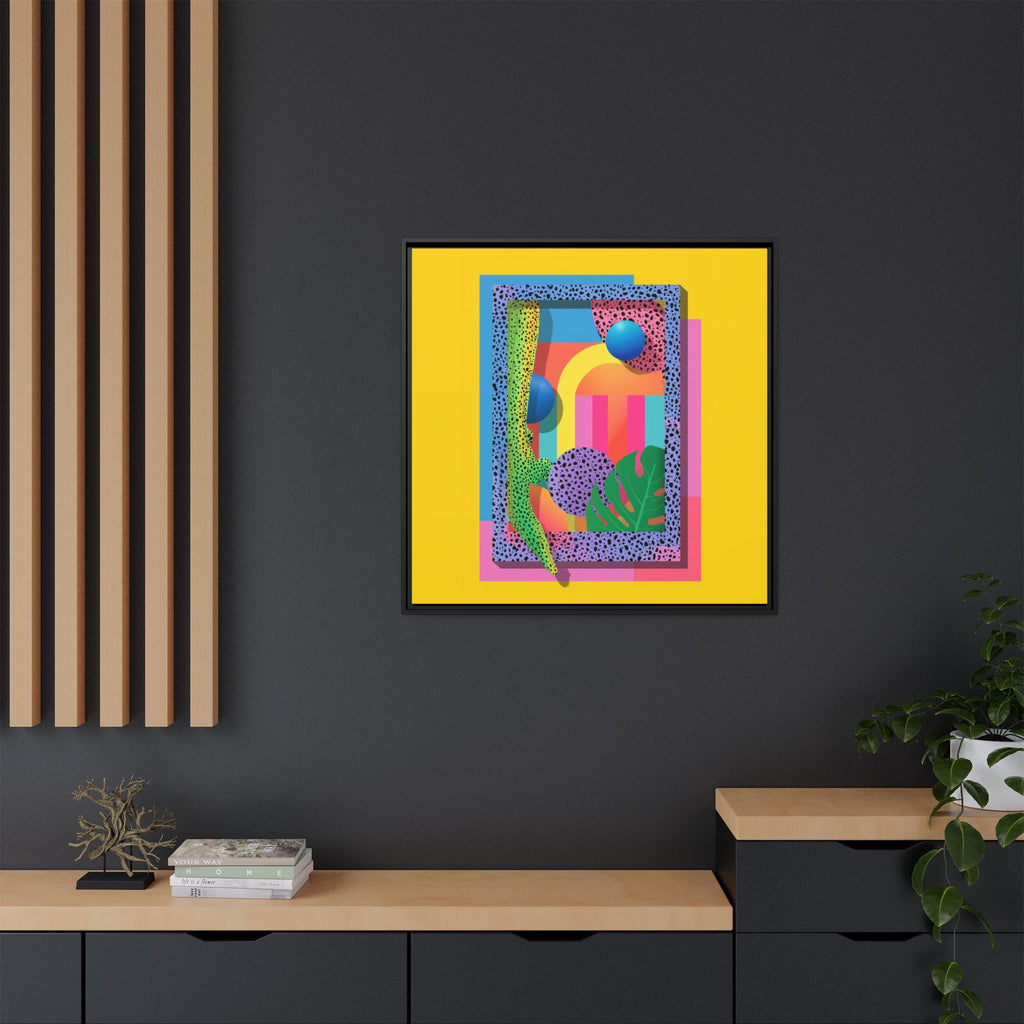 Geometric Rhythms: Abstract Layers of Color, Dimensional Shapes and Tropical Elements, Vibrant Modern Art Composition   |   Custom Orders