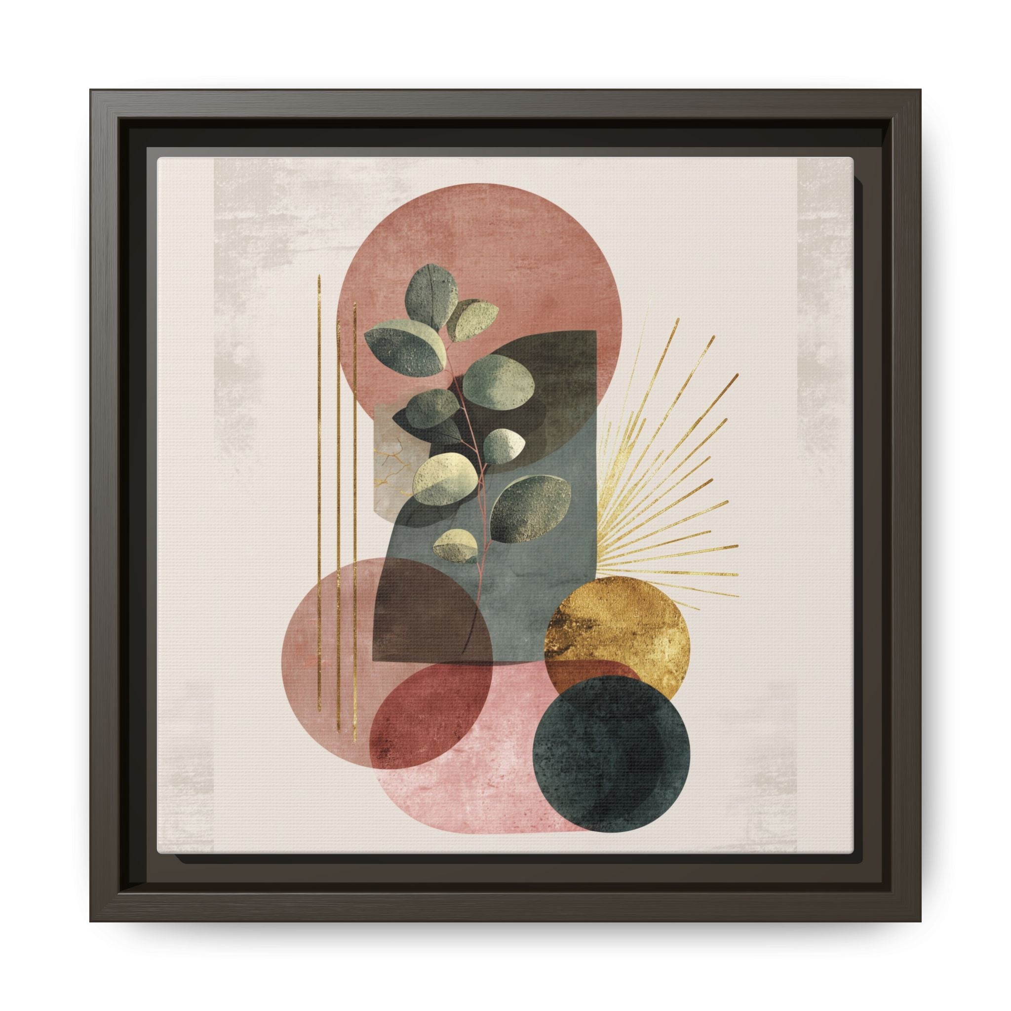 Botanical Geometric Symphony: Eucalyptus Harmony, Metallic Intersections, Modern Earth Tones   |   Custom Orders Accepted