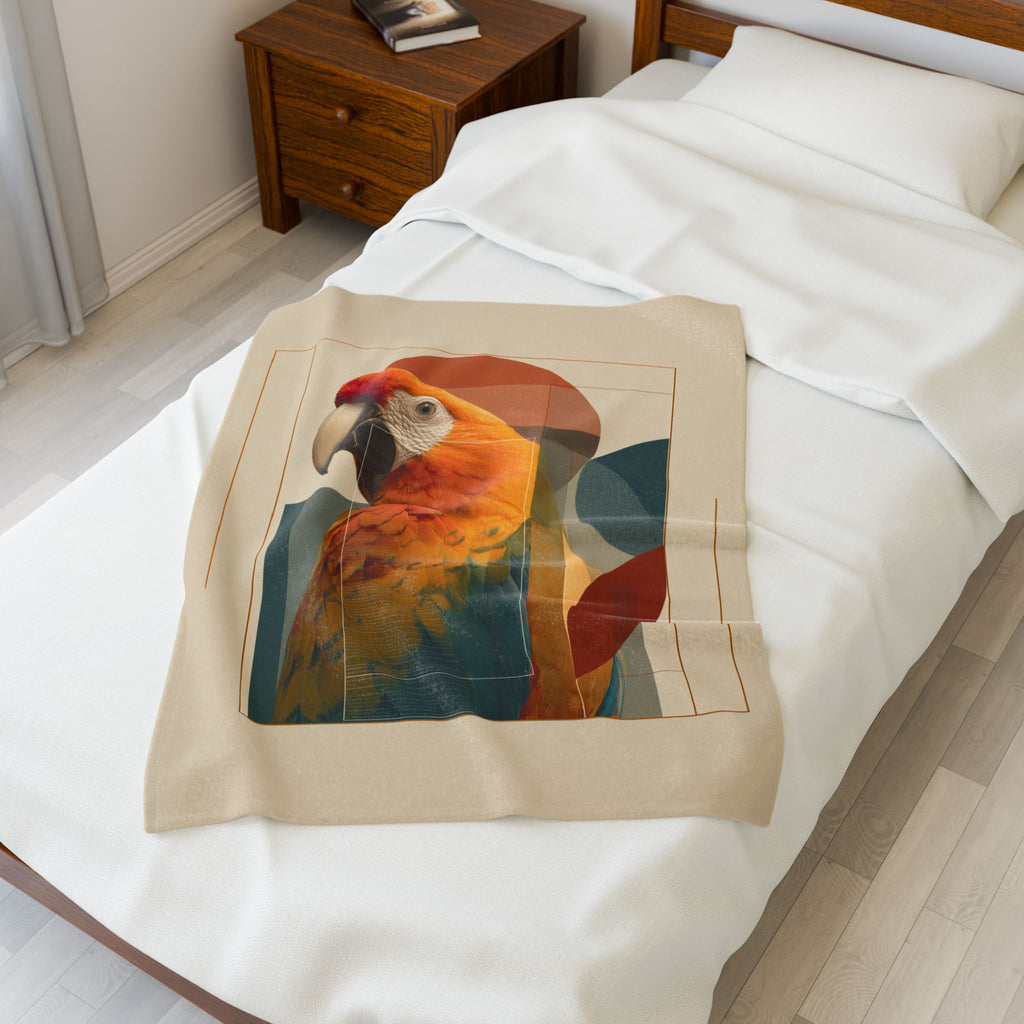 Plumage Decoded Quilt Cover, Doona Cover, Duvet : Macaw Geometric Portrait, Digital Nature Study   |    Custom Orders Available
