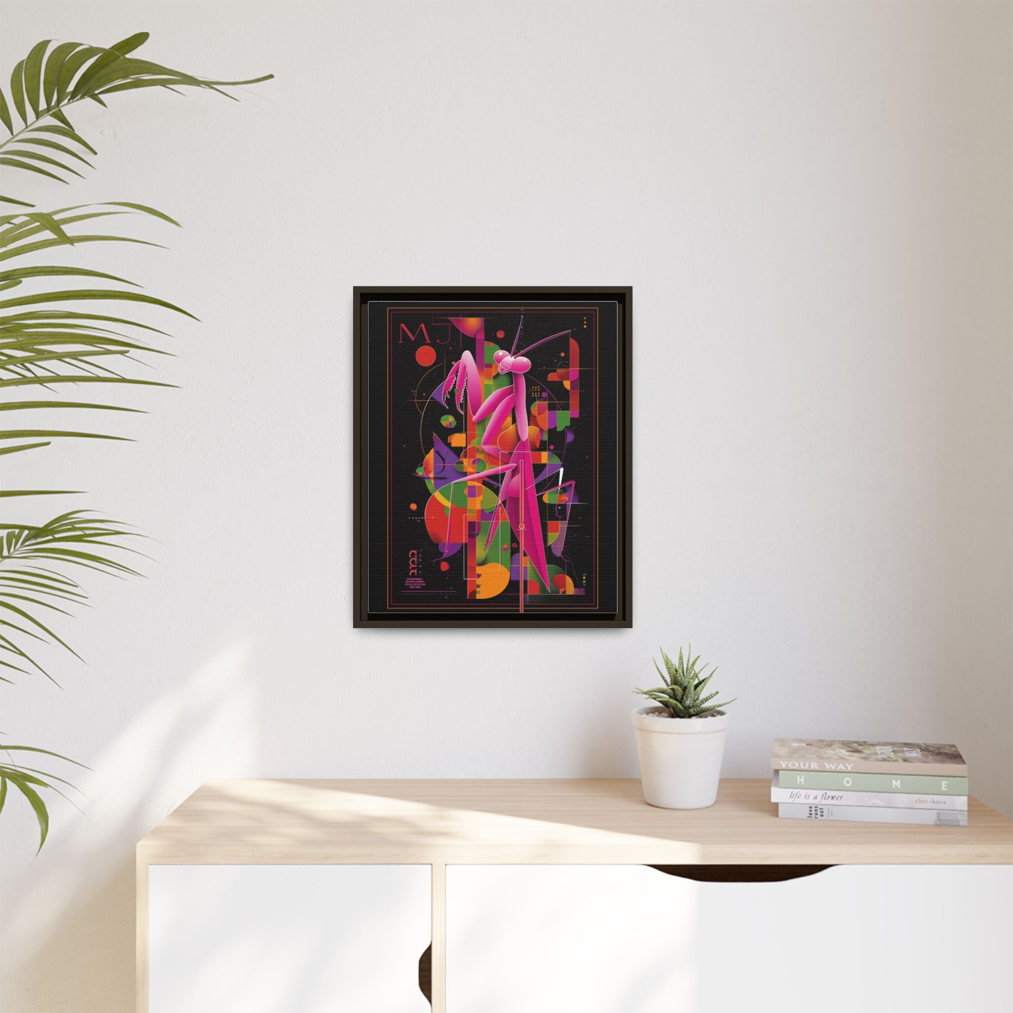 Geometric Mantis Framed Print : Starry Night Abstract, Graphic Design Poster   |  Personalized & Custom Orders Available