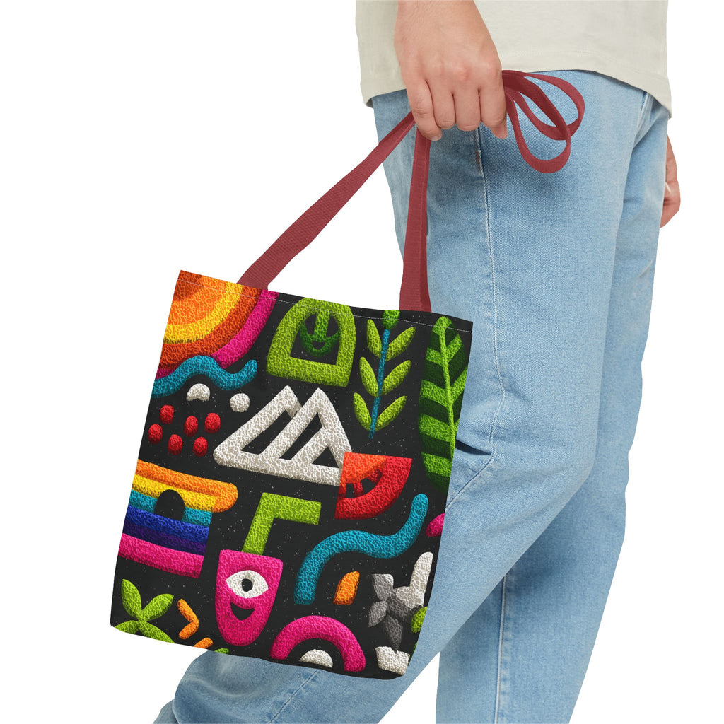 Colorful AOP Tote Bag, Vibrant Art Tote, Eco-Friendly Shopping Bag, Trendy Beach Bag, Unique Gift for Art Lovers