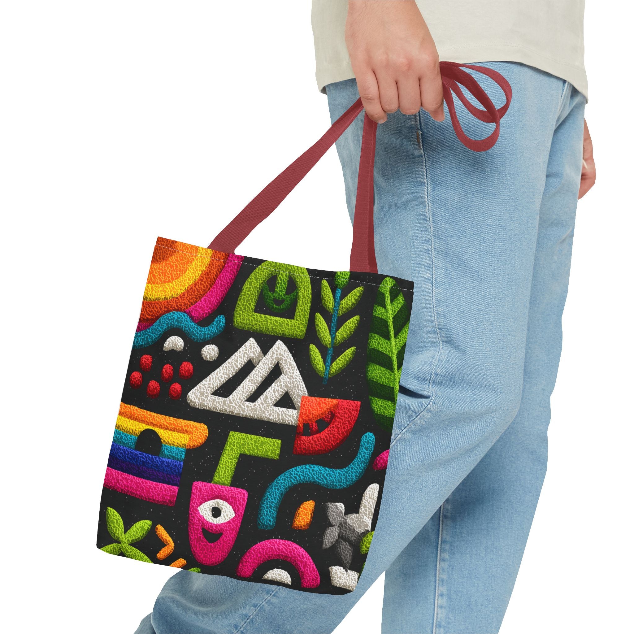 Colorful AOP Tote Bag, Vibrant Art Tote, Eco-Friendly Shopping Bag, Trendy Beach Bag, Unique Gift for Art Lovers