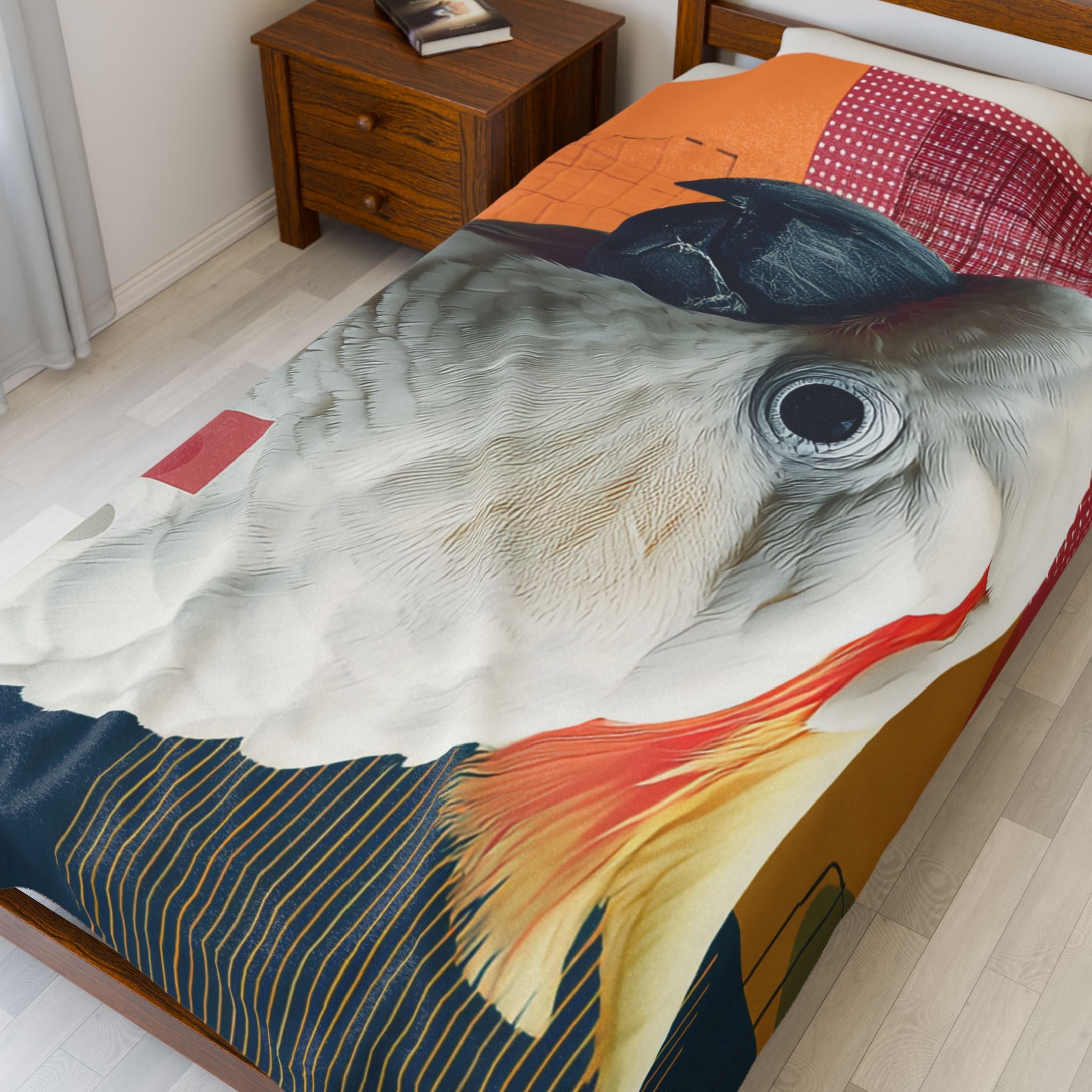 Cockatoo in Geometric Harmony Quilt Cover, Doona Cover, Duvet : Wildlife Art Print, Modern Abstract Decor   |    Custom Orders Available