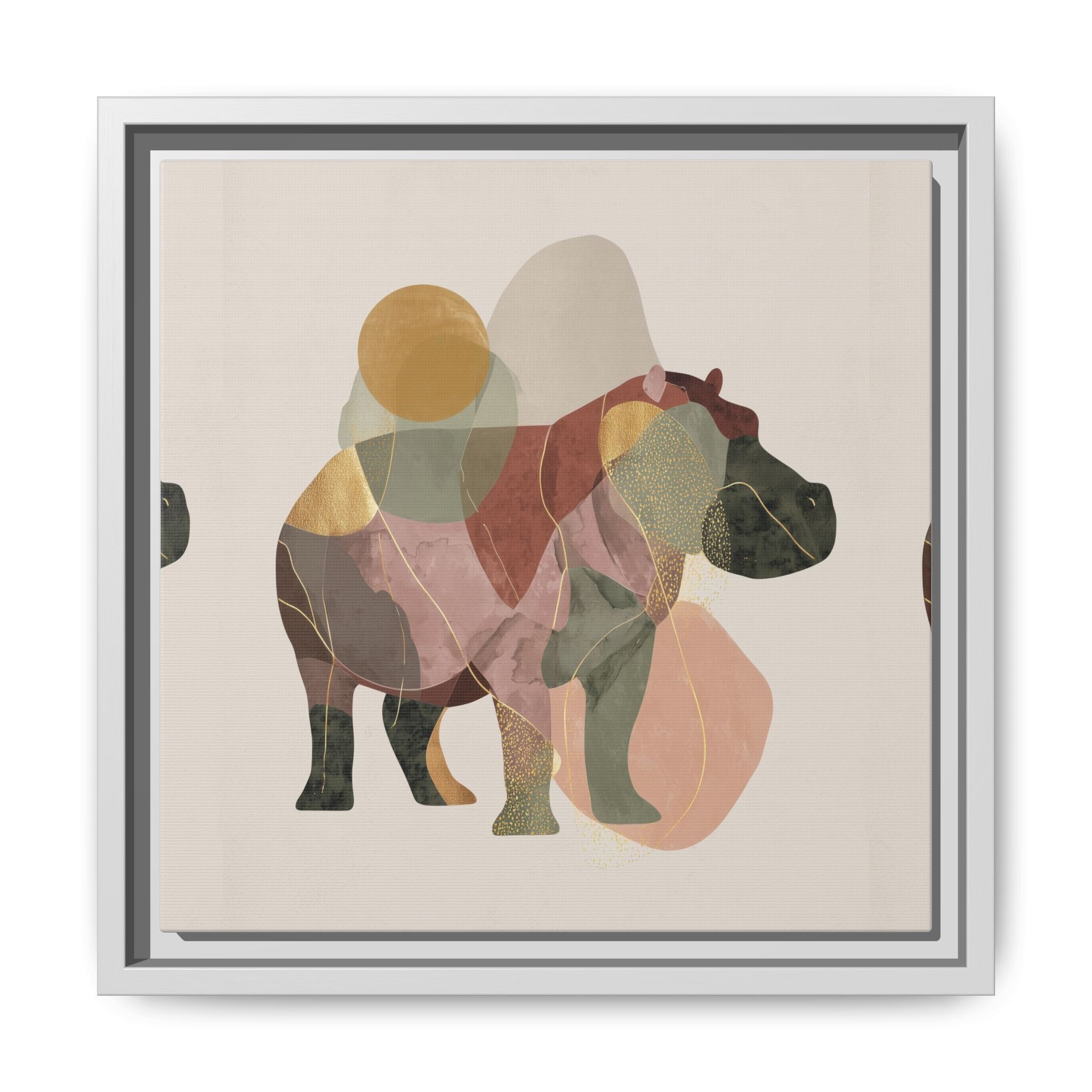 Geometric Hippo: Abstract Animal Art, Modern Watercolor Shapes   |  Personalized & Custom Orders Available