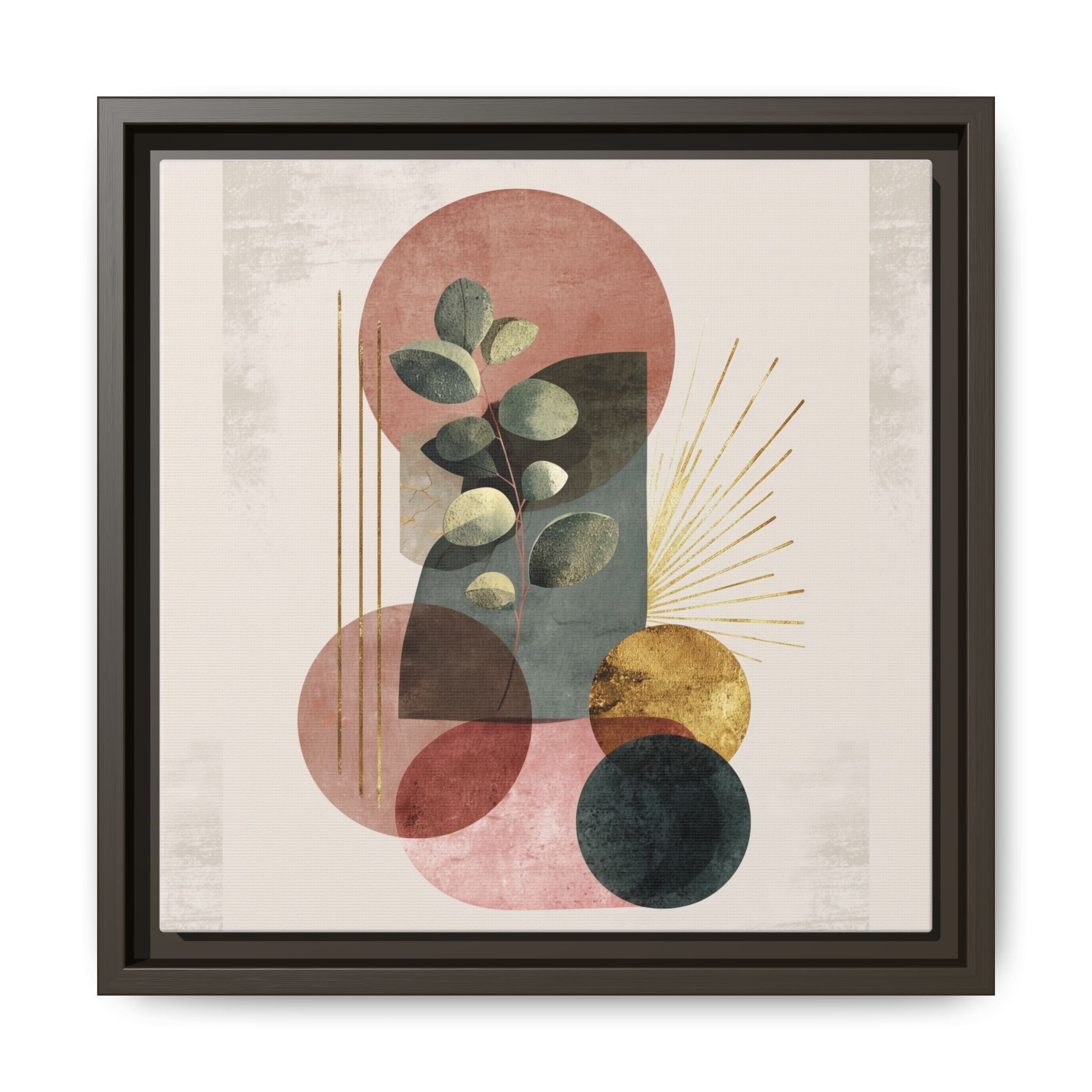 Botanical Geometric Symphony: Eucalyptus Harmony, Metallic Intersections, Modern Earth Tones   |   Custom Orders Accepted