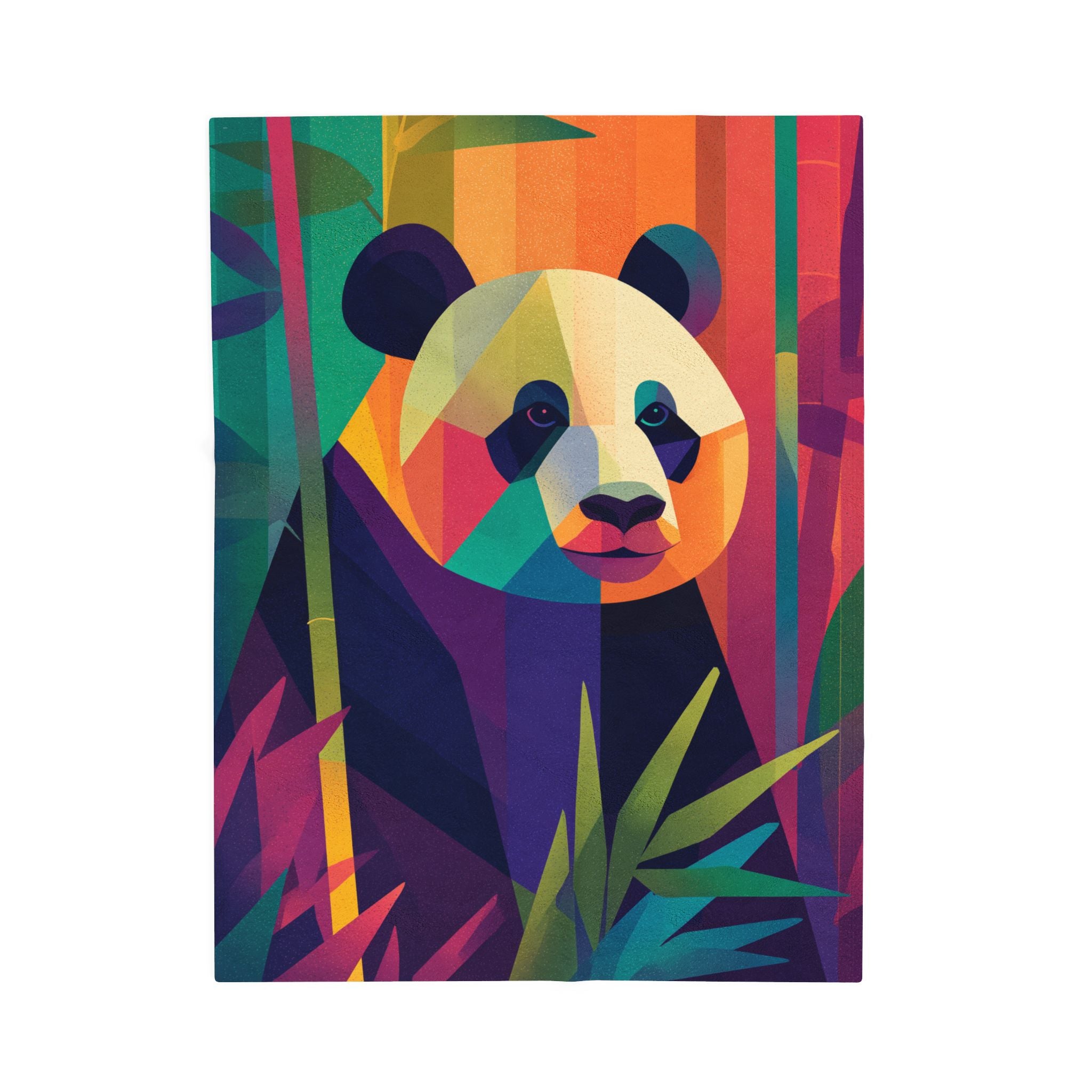 Geometric Panda Blanket: Wildlife Art, Digital Kaleidoscope Design, Contemporary Animal Illustration   |  Personalized & Custom Orders