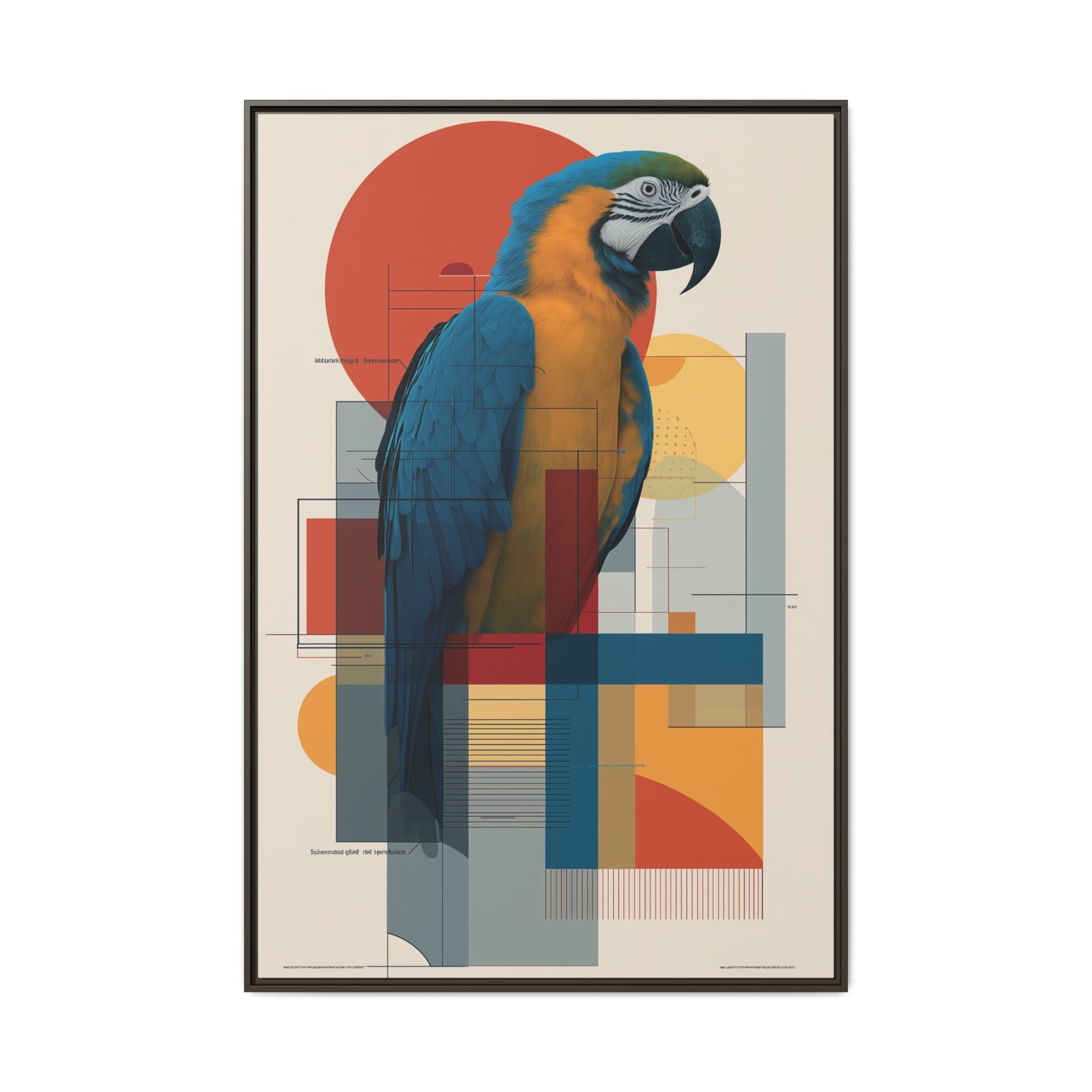 Vibrant Macaw Geometric Framed Print: Avian Realism, Modern Abstract Composition   |  Personalized & Custom Orders Available