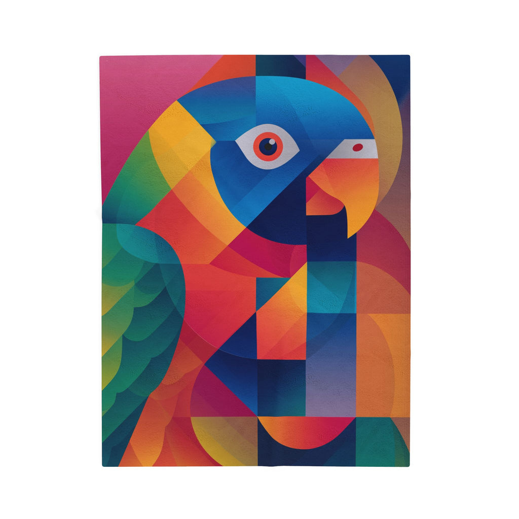 Cubist Parrot Quilt Cover, Doona Cover, Duvet : Geometric Avian Abstraction, Prismatic Color Palette   |    Custom Orders Available