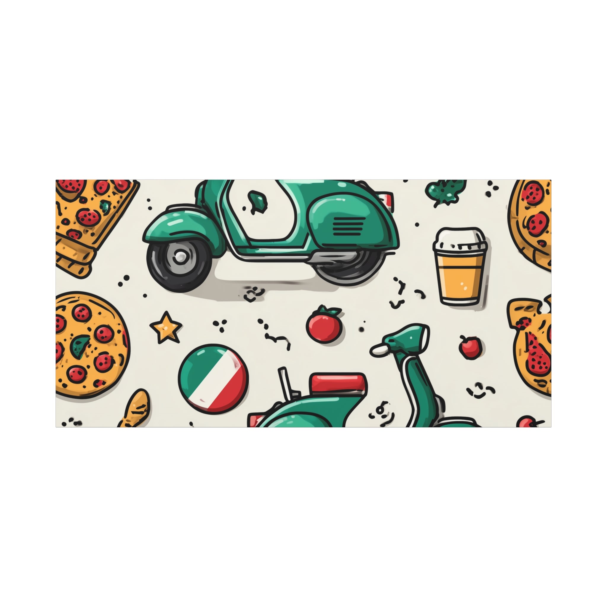 Vibrant Travel Nostalgia Canvas Art, Scooter Decor, Foodie Wall Art, Fun Home Decor, Gift for Adventurers, Kitchen Wall Hanging