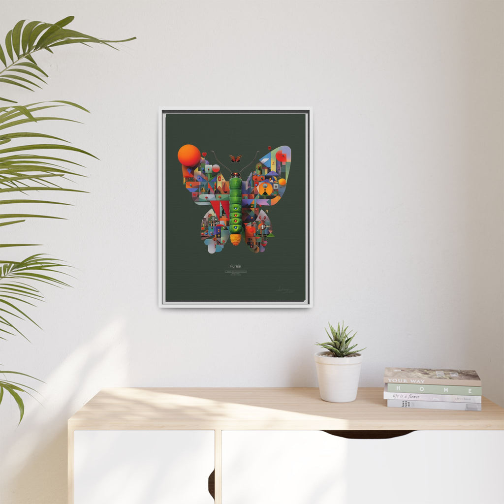 Geometric Metamorphosis Framed Print : Digital Cubist Butterfly, Urban Abstract Composition   |   Custom Orders Available