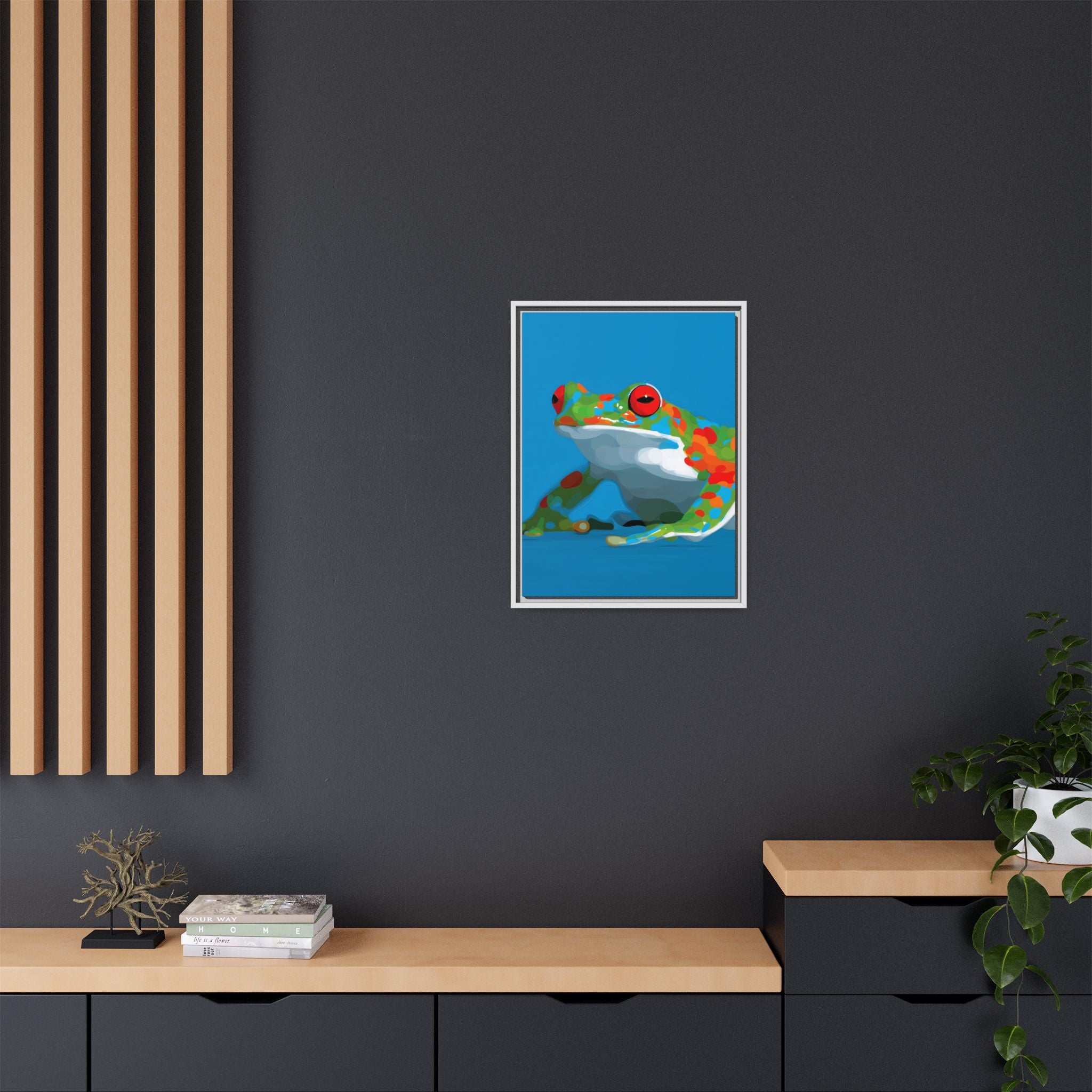 Chromatic Amphibian Framed Print : Mosaic Frog Vector Art, Modern Wildlife Illustration   |  Personalized & Custom Orders Available