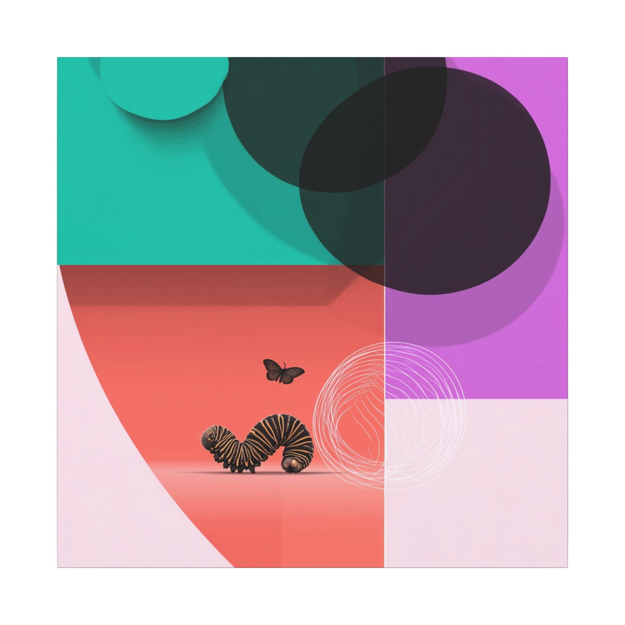 Metamorphosis in Geometry: Abstract Insect Design, Translucent Color Quadrants   |    Custom Orders Available