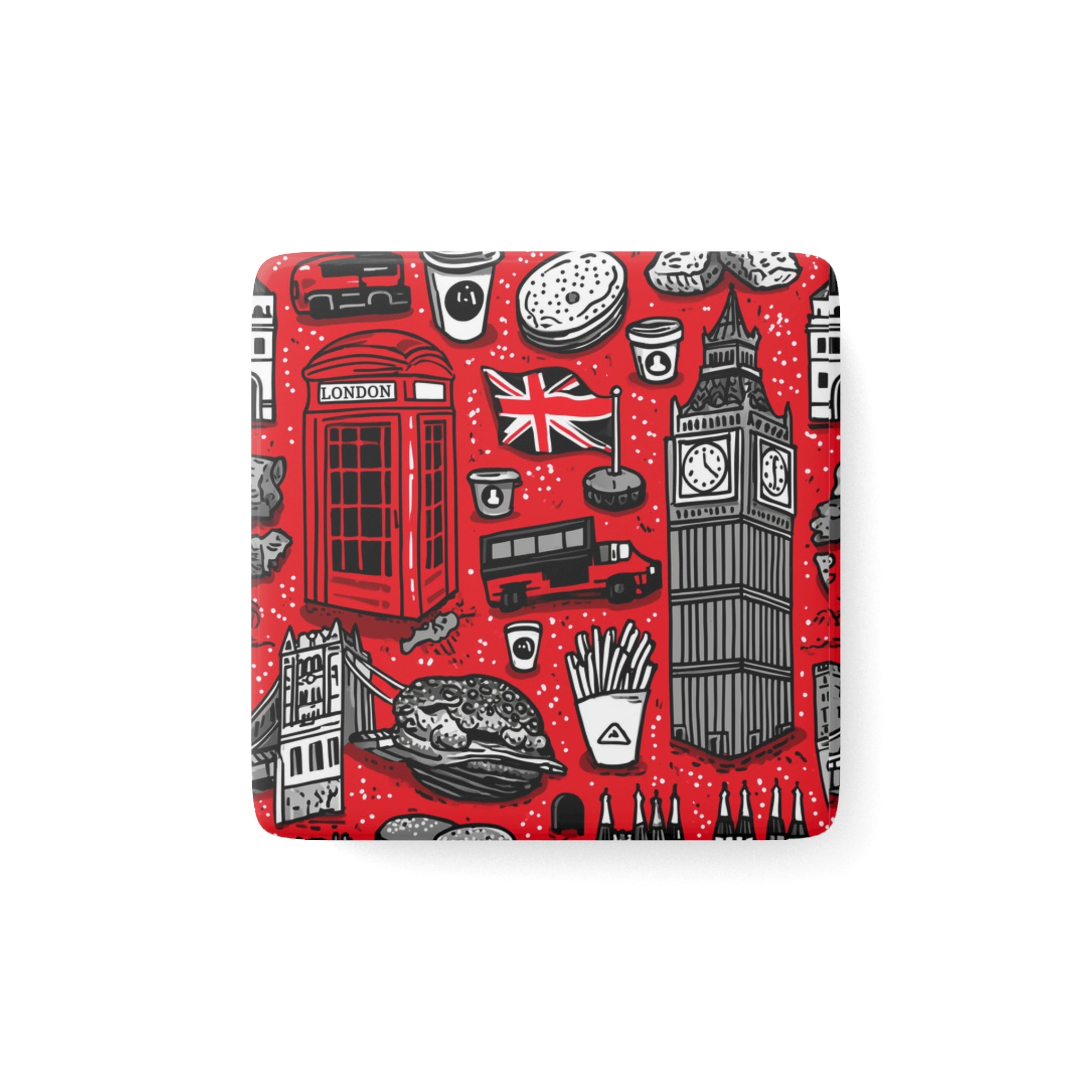 London Inspired Square Magnet, Fun Souvenir, Home Decor, Gift for Travelers, Wall Art, UK Memento