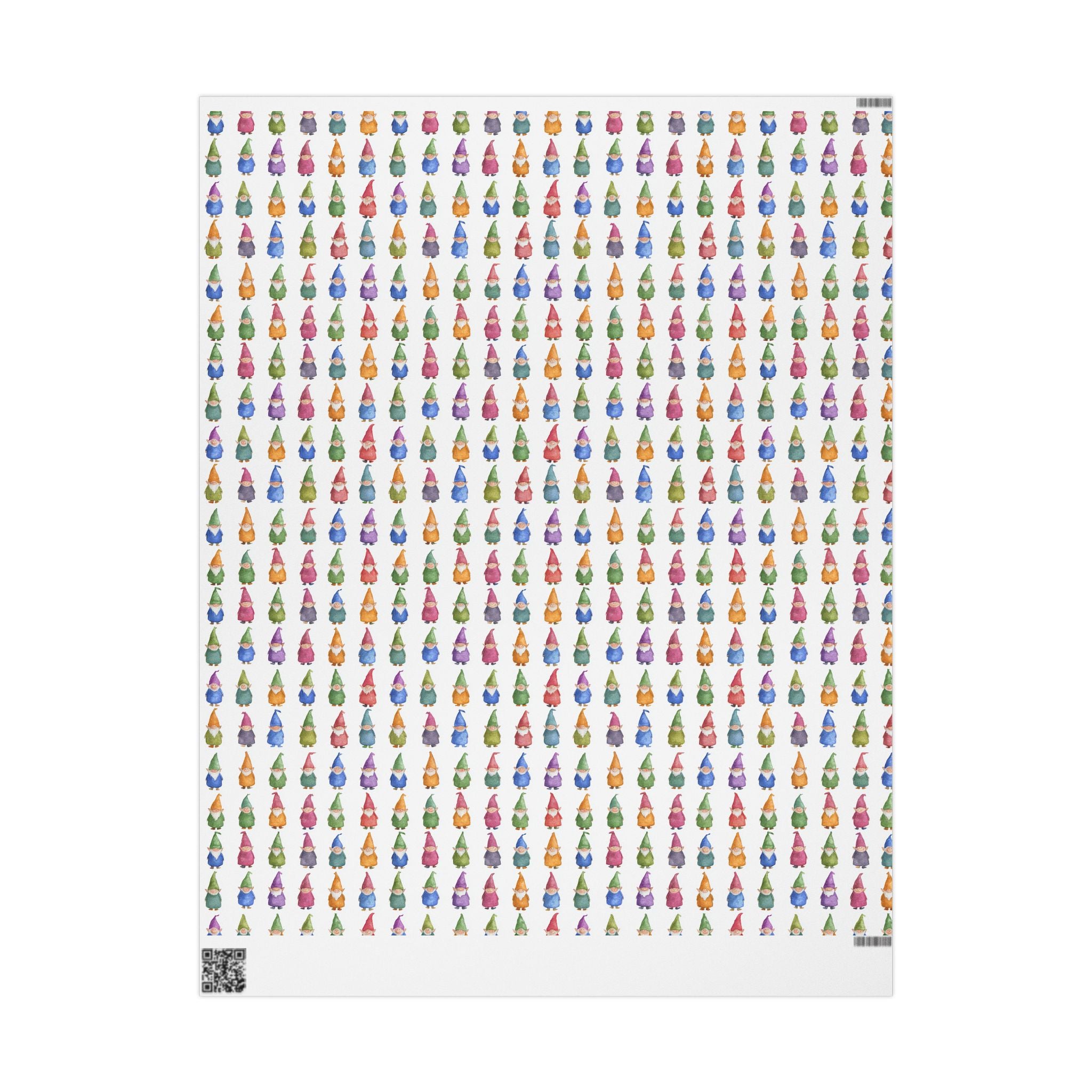 Gnome Pattern Wrapping Paper Roll – Colorful Scandinavian Gnomes Holiday Gift Wrap