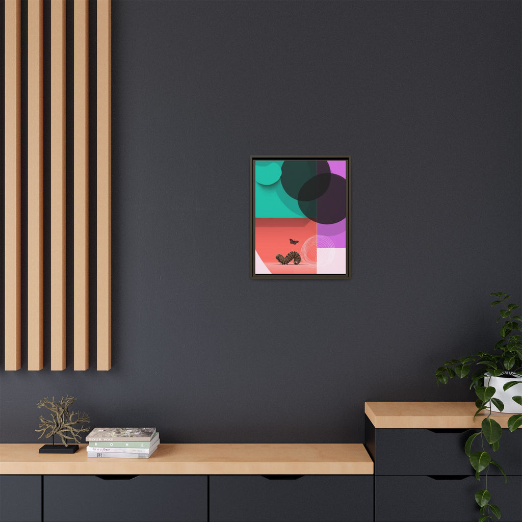 Striped Caterpillar and Butterfly Framed Print , Mid-Century Modern Color Blocks   |  Personalized & Custom Orders Available