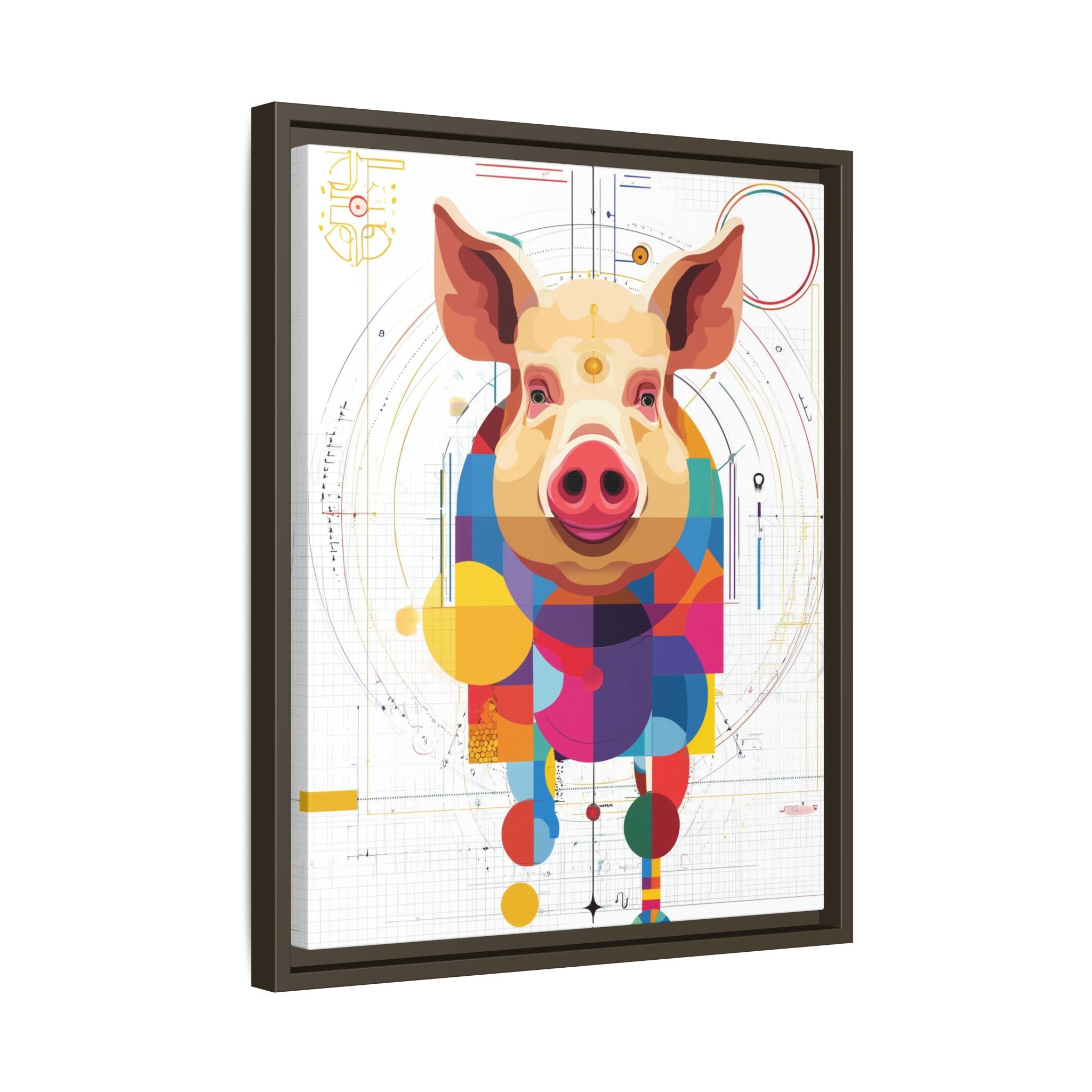 Geometric Pig: Digital Cubist Portrait, Mathematical Animal Abstraction   |    Custom Orders Available