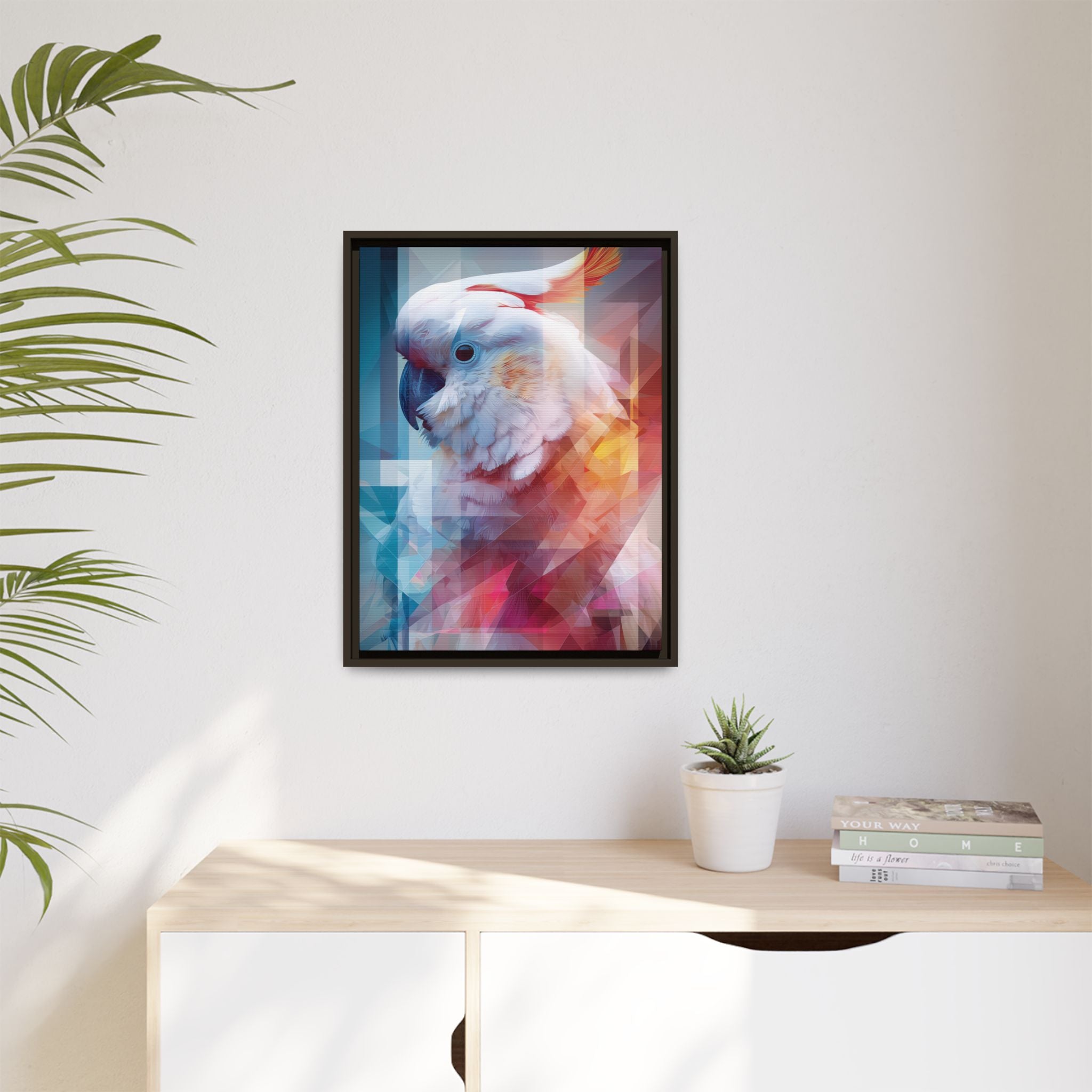 Fractured Cockatoo: Geometric Wildlife Portrait, Low-Poly Digital Art   |    Custom Orders Available