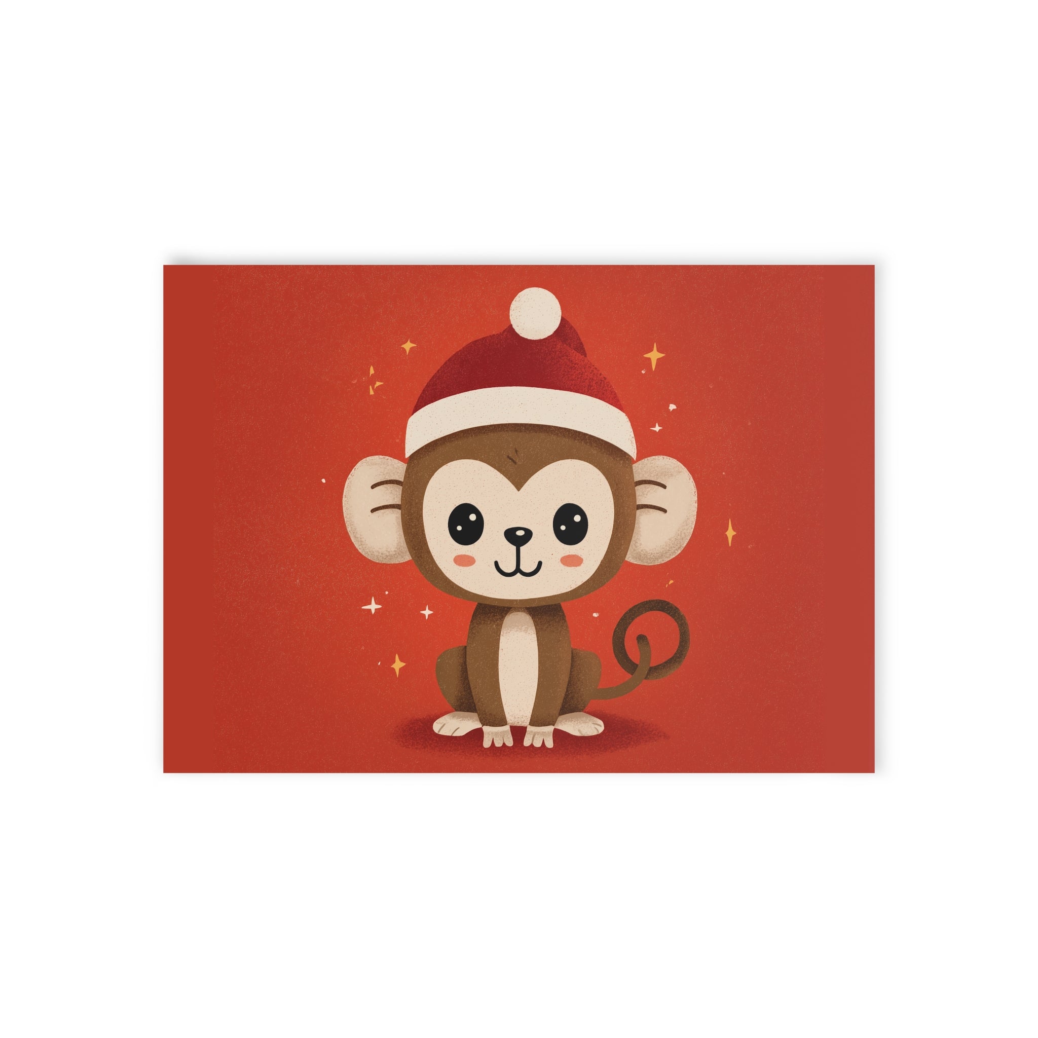 Festive Monkey Holiday Cards - Cute Two-Sided Christmas Greetings, Animal-Themed Greetings, Fun Holiday Stationery, Card Set, Seasonal Decor