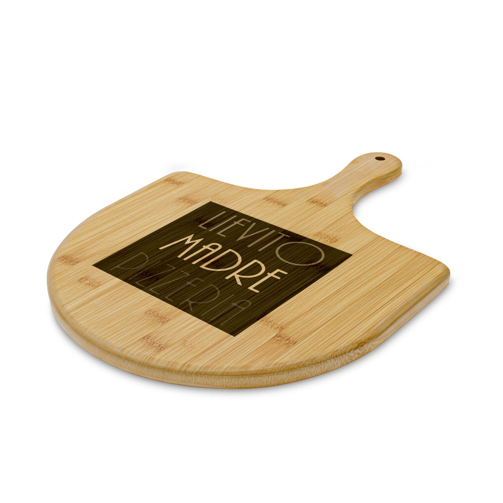 Engraved Bamboo Pizza Peel — "Lievito Madre" Rustic Serving Board