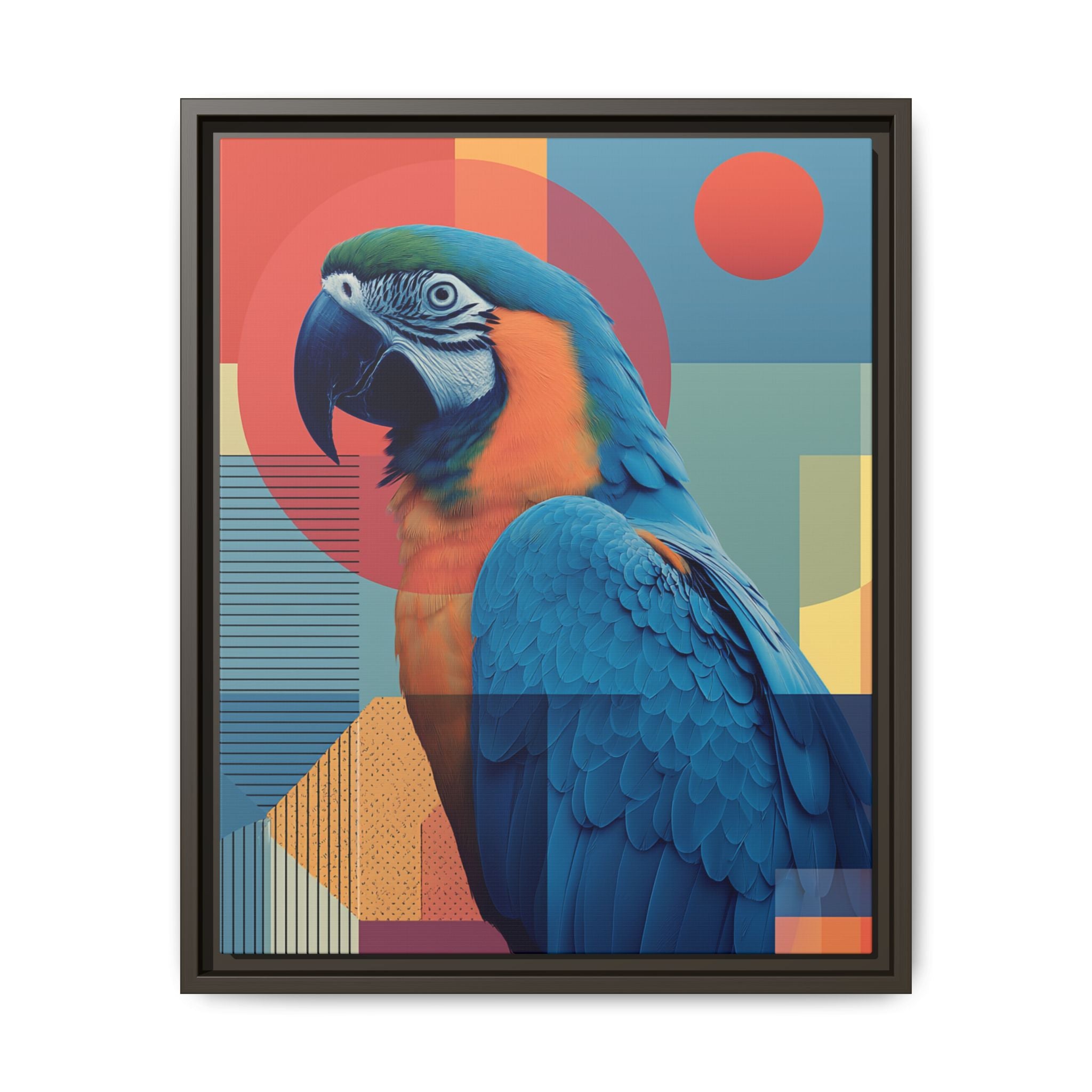 Macaw Geometric Framed Print : Mid-Century Modern Bird Art, Tropical Parrot Print   |  Personalized & Custom Orders Available