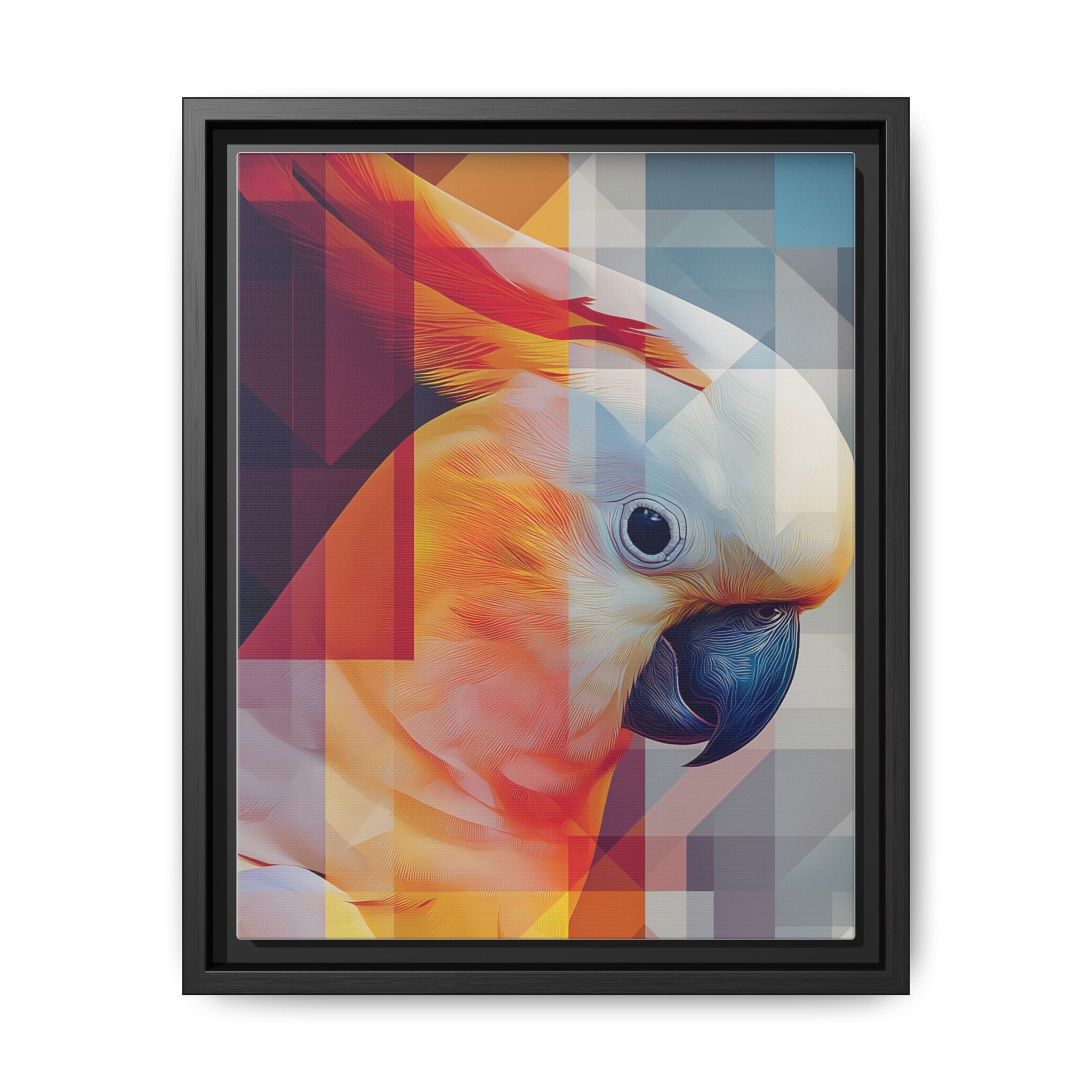 Prismatic Cockatoo Framed Print: Geometric Portrait, Digital Mosaic Artwork   |  Personalized & Custom Orders Available