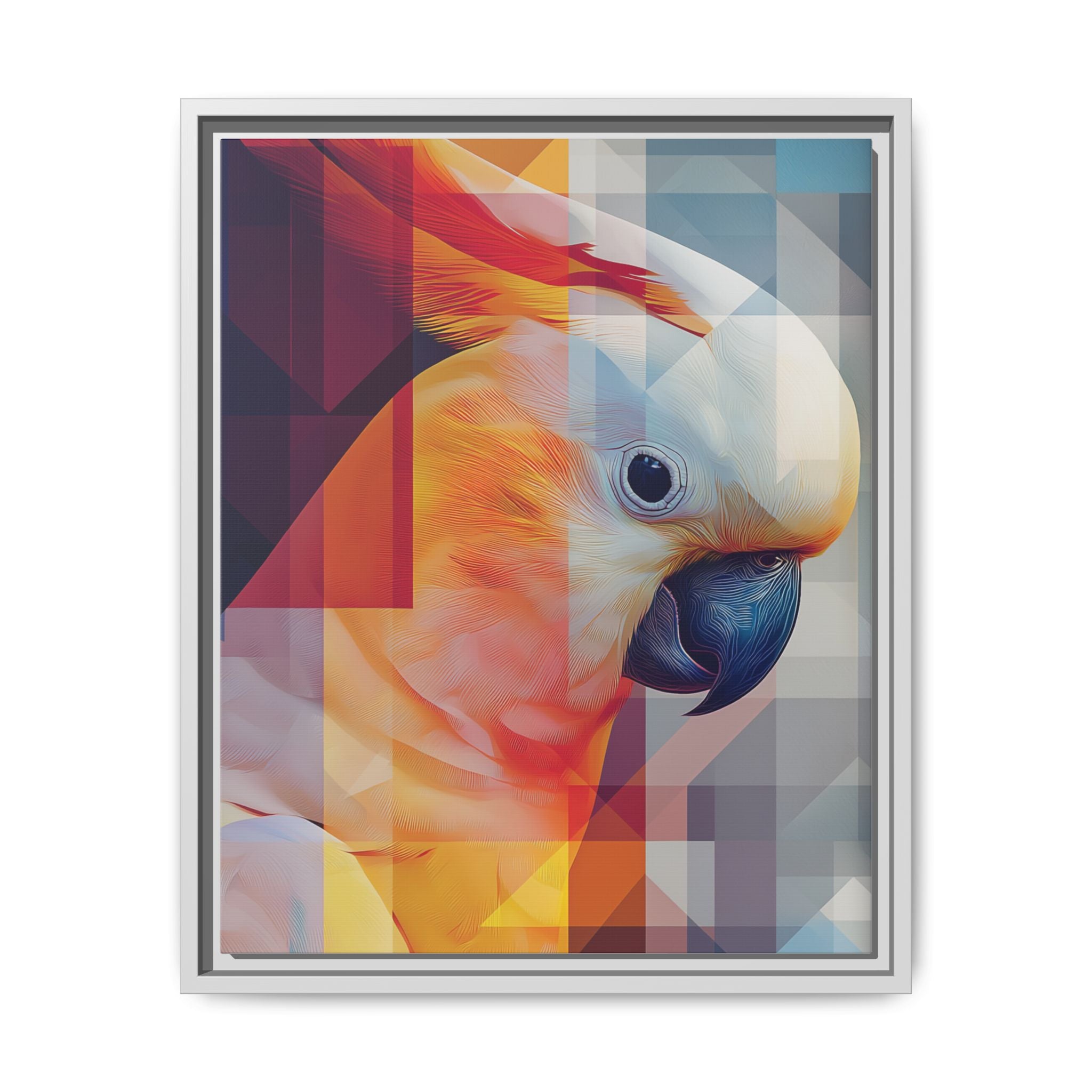Prismatic Plume: Geometric Parrot Portrait, Digital Mosaic Abstraction   |    Custom Orders Available