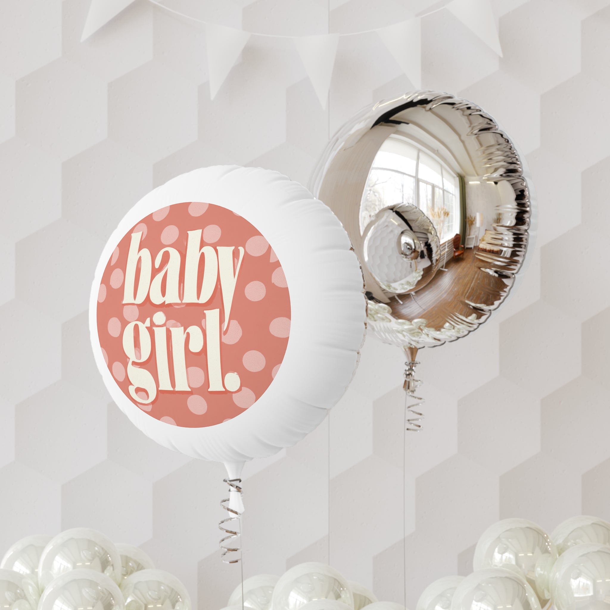 Baby Girl Polka Dot Mylar Balloon — Gender Reveal & Newborn Celebration