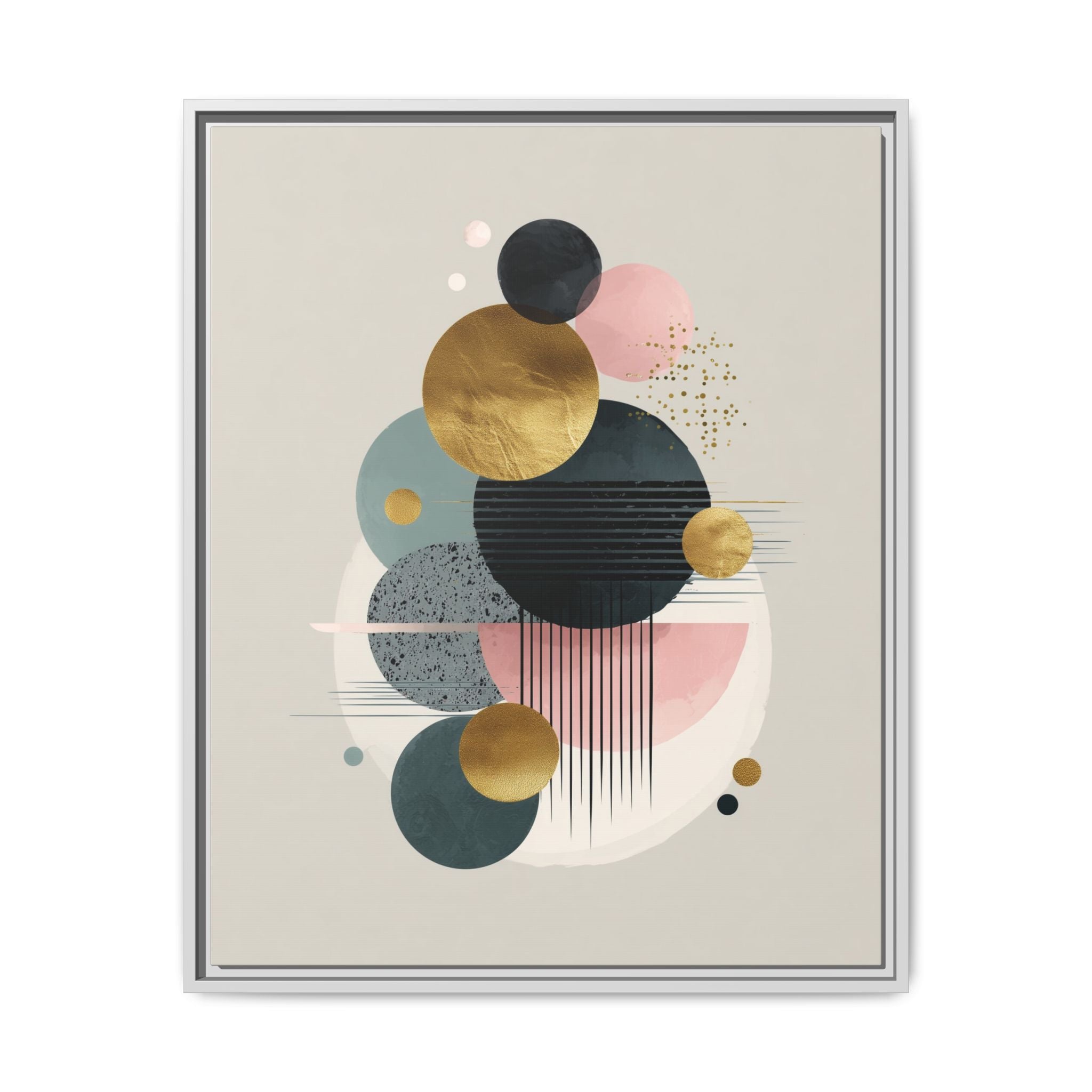 Geometric Harmony: Intersecting Circles, Mid-Century Modern Design, Abstract Metallic Composition   |   Custom Orders Accepted