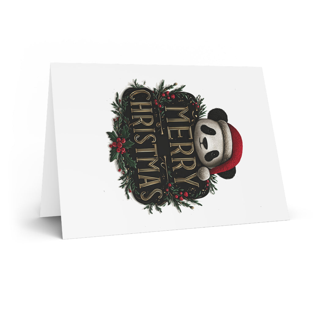 Holiday Panda Festive Cheer: Whimsical Christmas Illustration, Vintage Botanical Design, Adorable Santa Panda Graphic | Custom Orders