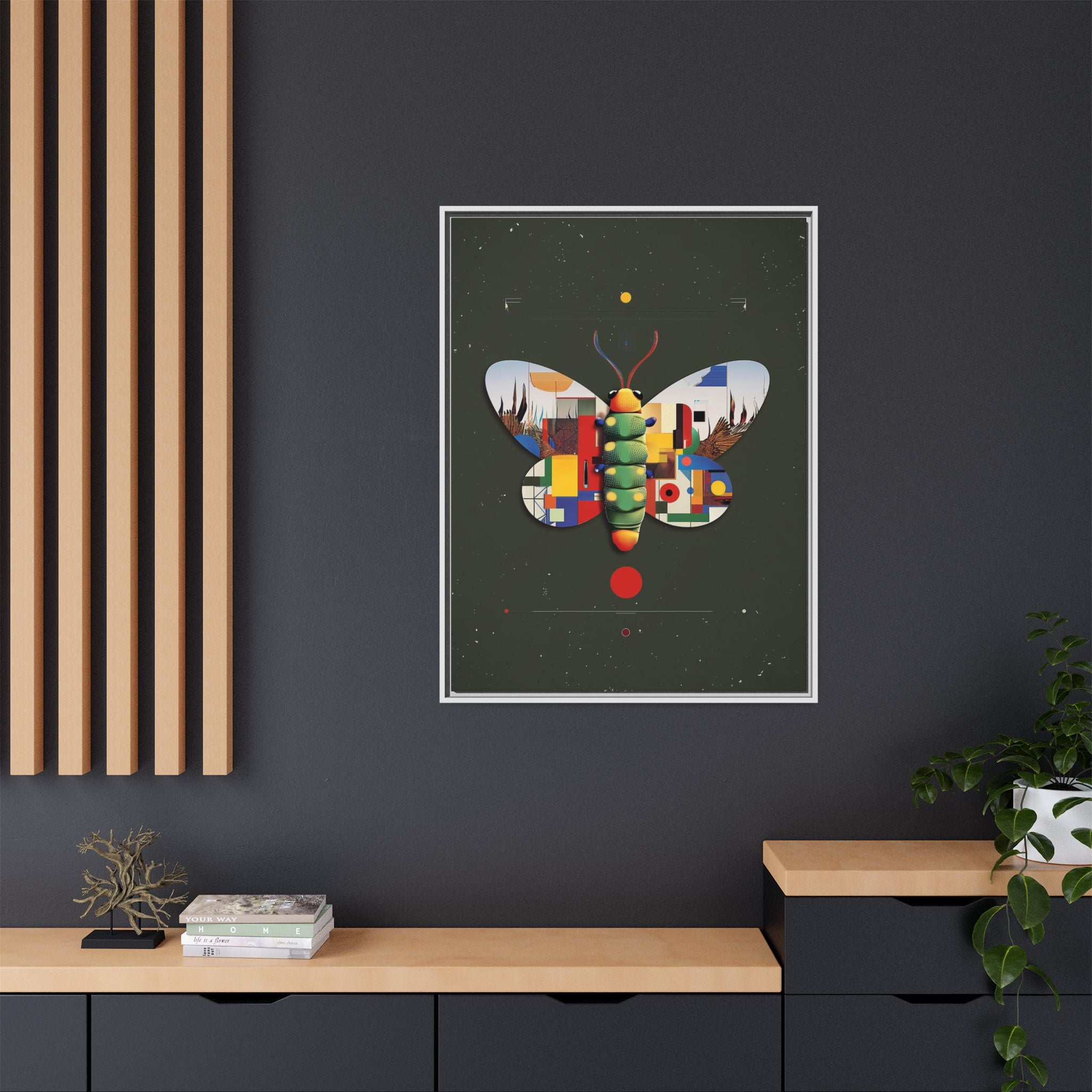 Geometric Butterfly Framed Print : Digital Cubist Interpretation, Modernist Entomological Design   |  Personalized & Custom Orders Available