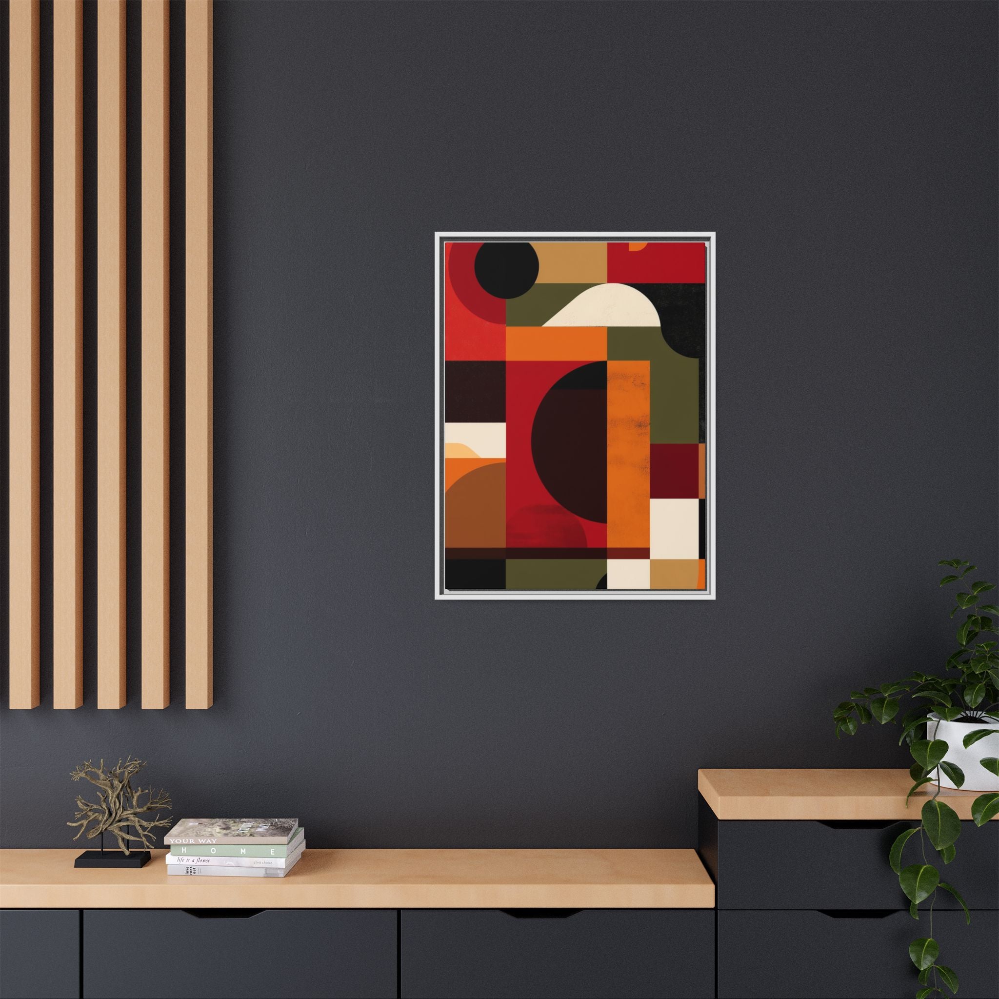Geometric Convergence: Abstract Bauhaus Design, Constructivist Color Blocks, Architectural Art Composition   |   Custom Orders Accepted