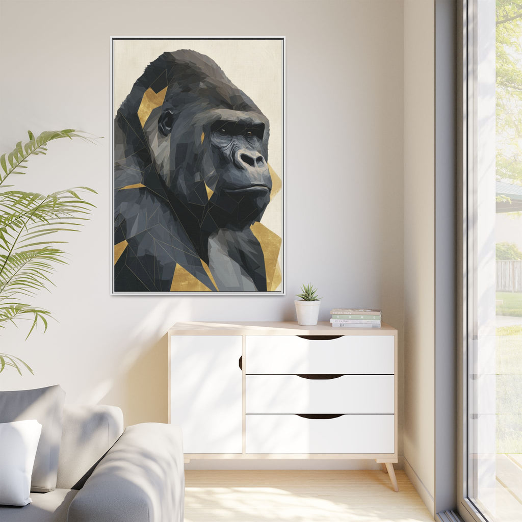 Primal Geometry: Polygonal Gorilla Portrait, Modern Metallic Wildlife Art   |  Personalized & Custom Orders Available