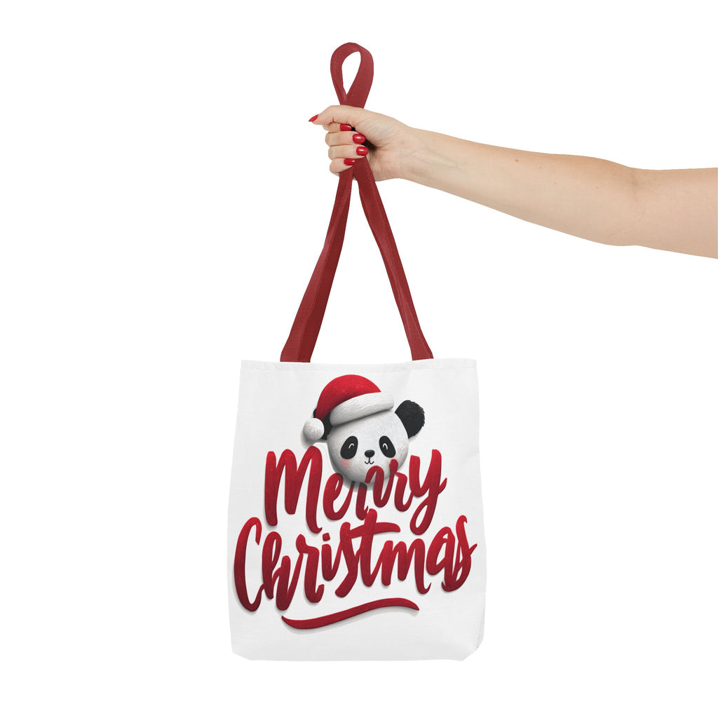 Cute Panda Merry Christmas Tote Bag (AOP)   |   Secret Santa , Christmas Gift, Unique Gift Ideas
