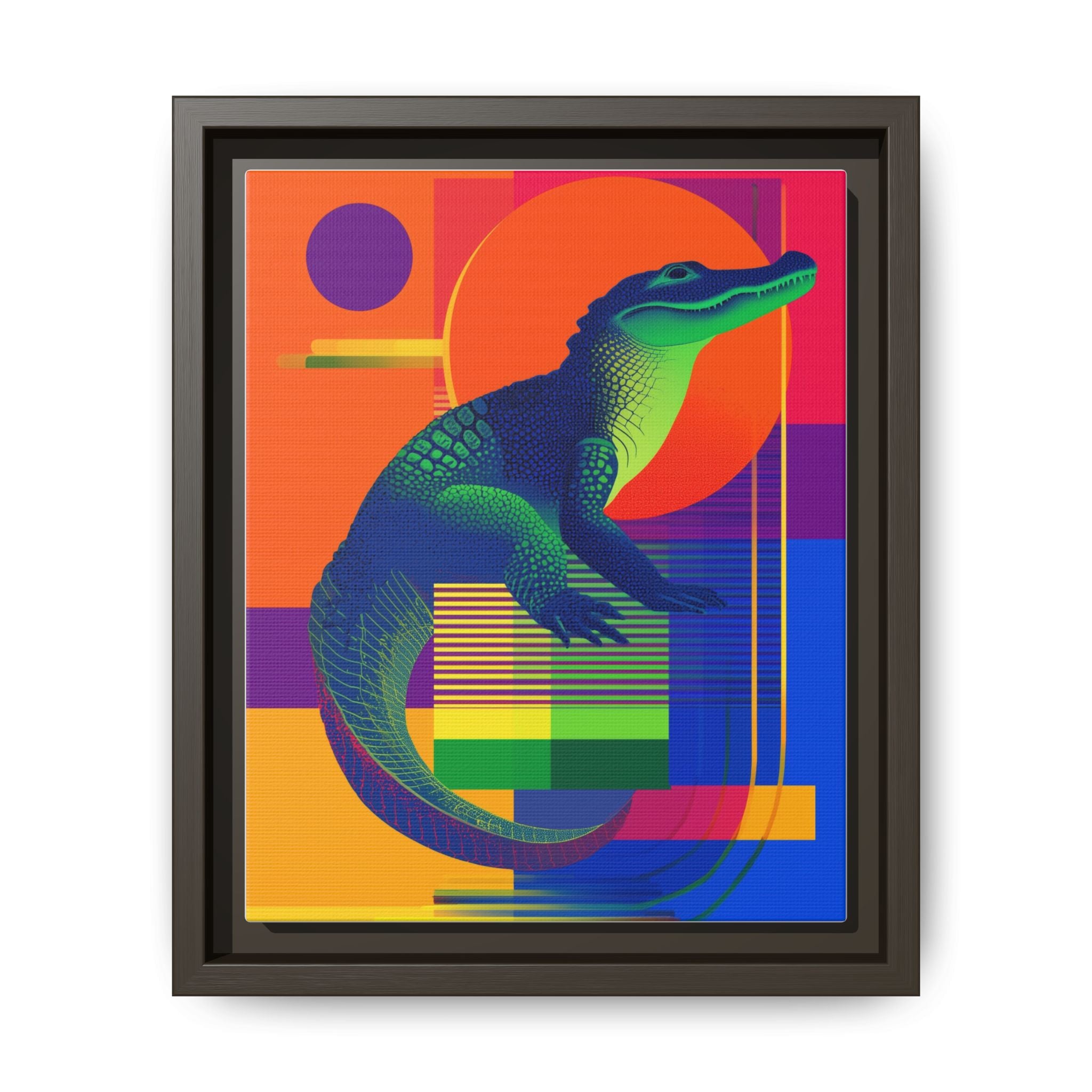 Geometric Alligator Framed Print: Pop Art Reptile, Vibrant Gradient Composition   |  Personalized & Custom Orders Available