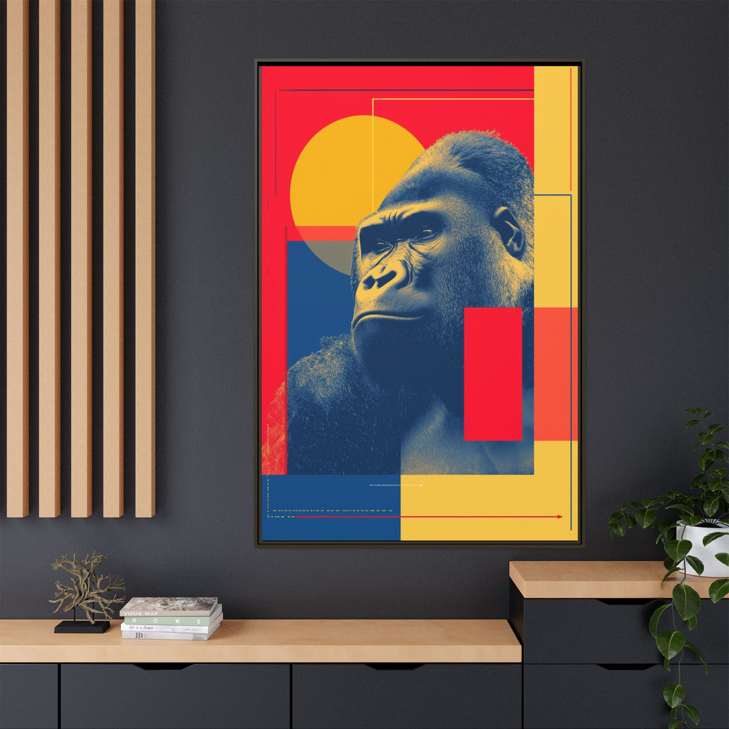 Primal Geometry: Gorilla Portrait in Blue and Yellow, Pop Art Graphic Design   |  Personalized & Custom Orders Available