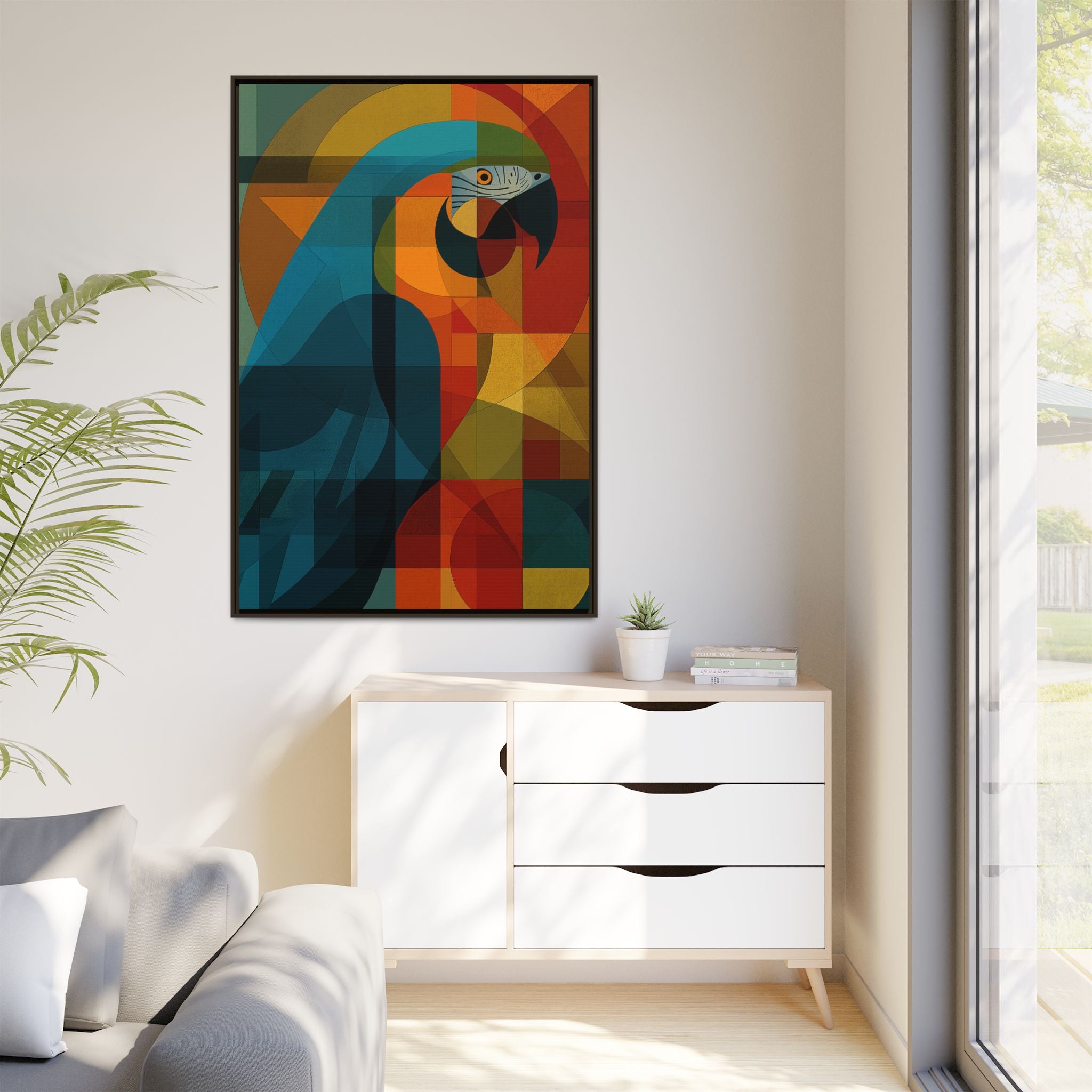 Prismatic Parrot Framed Print : Cubist Digital Geometry, Modernist Color Fragmentation   |  Personalized & Custom Orders Available