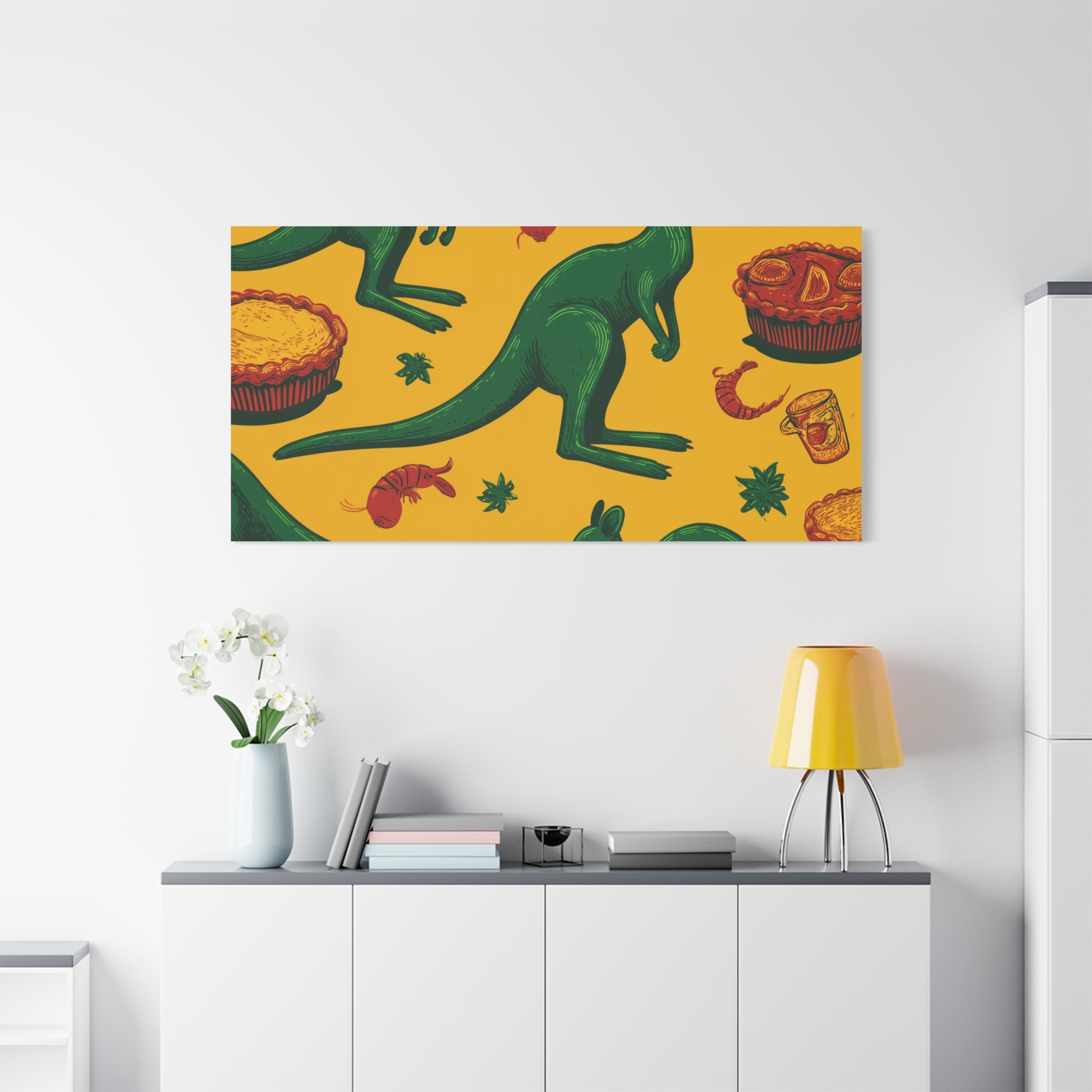 Kangaroo Canvas Wall Art, Vibrant Animal Decor, Unique Gift for Nature Lovers, Fun Kitchen Wall Hanging, Australian Themed Art