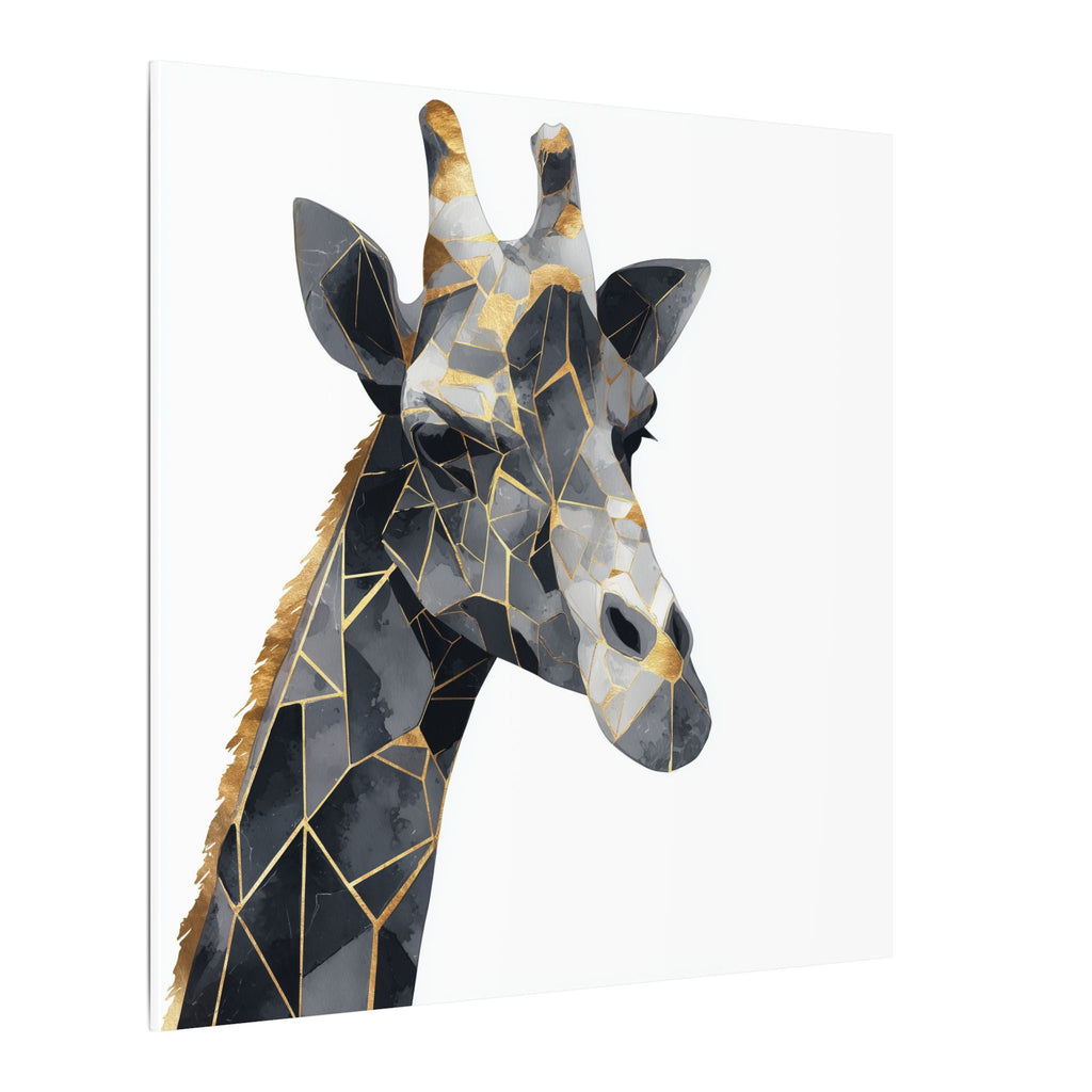 Fractured Majesty: Geometric Giraffe Portrait, Metallic Mosaic Art, Modern Animal Abstract Design   |  Personalized & Custom Orders