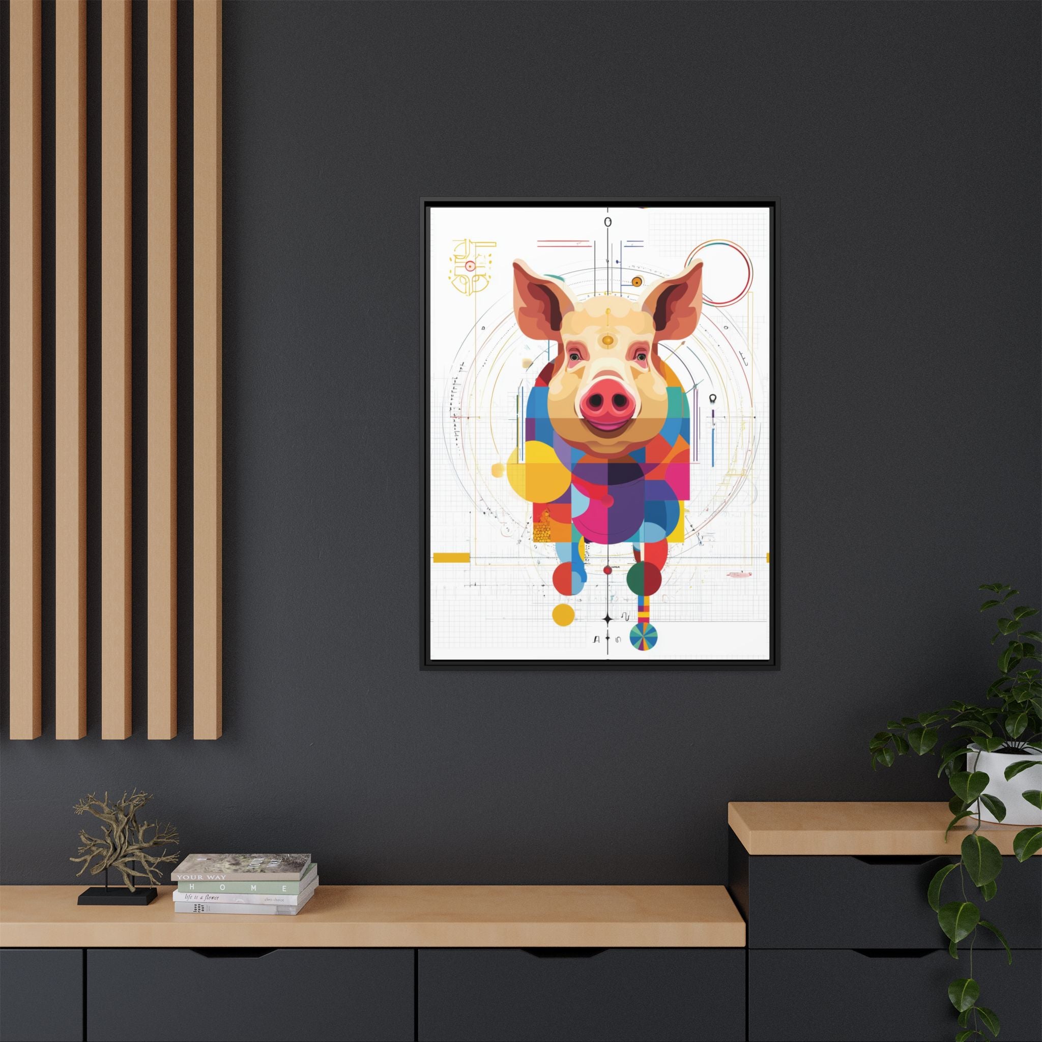 Geometric Pig: Digital Cubist Portrait, Mathematical Animal Abstraction   |    Custom Orders Available