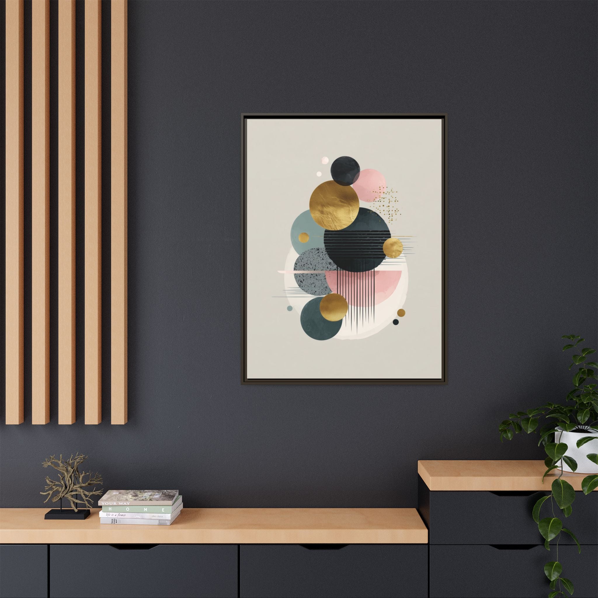 Geometric Harmony: Intersecting Circles, Mid-Century Modern Design, Abstract Metallic Composition   |   Custom Orders Accepted