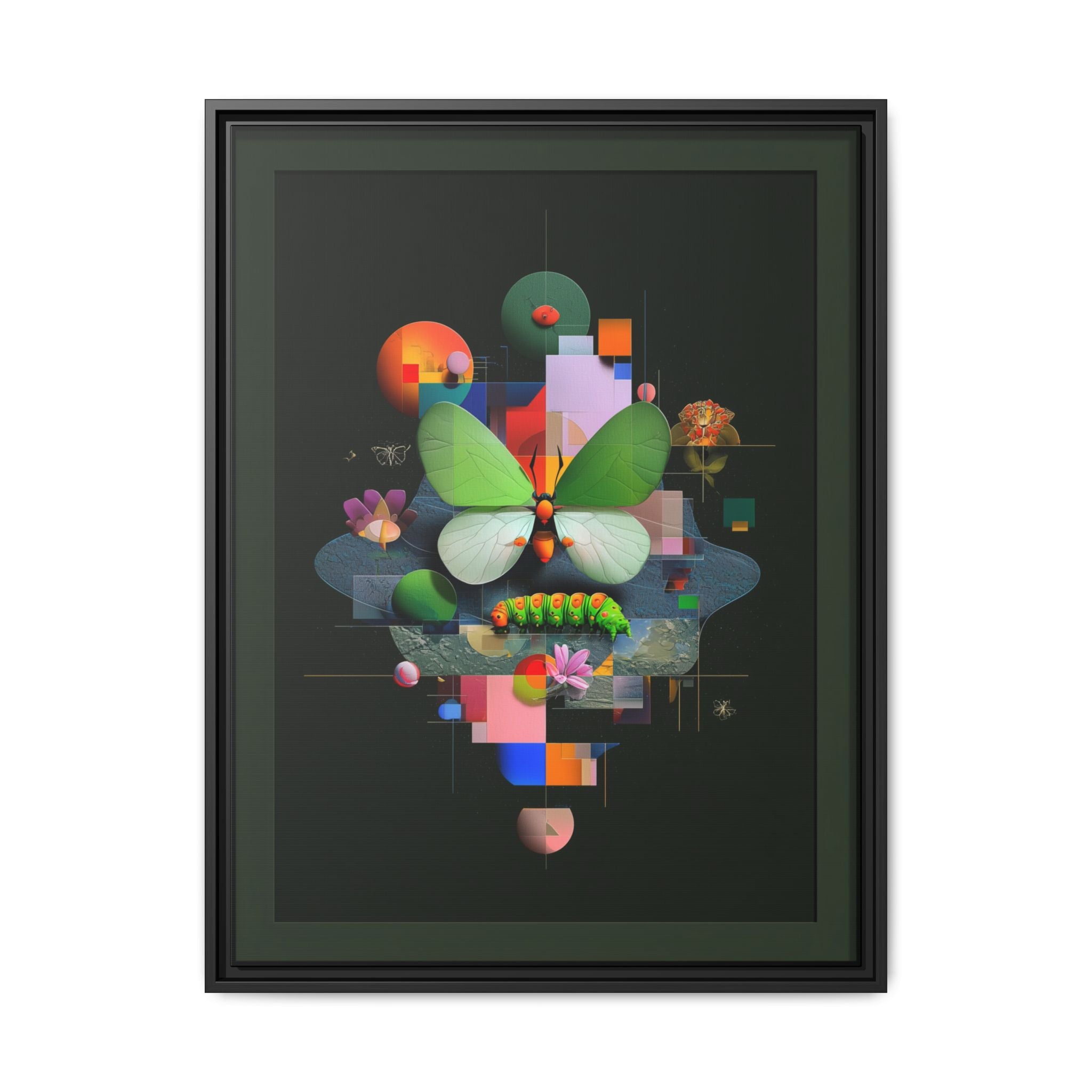 Metamorphosis Geometry Framed Print : Digital Nature Synthesis, Butterfly Abstraction   |  Personalized & Custom Orders Available