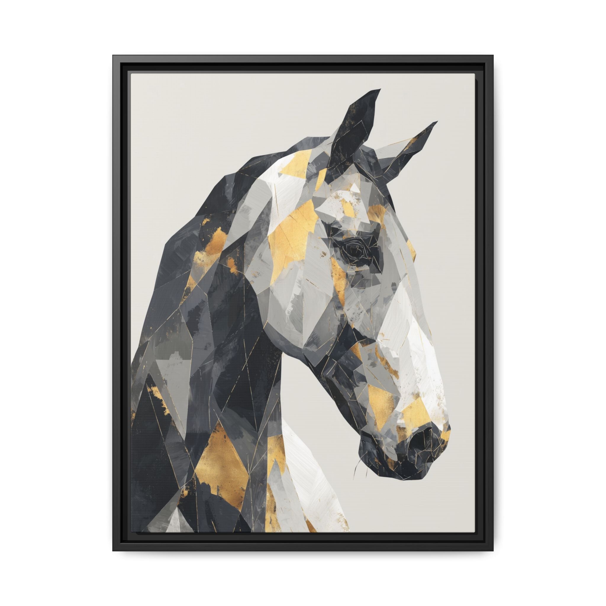 Equine Geometrica: Contemporary Cubist Horse, Metallic Abstract Portrait   |  Personalized & Custom Orders Available
