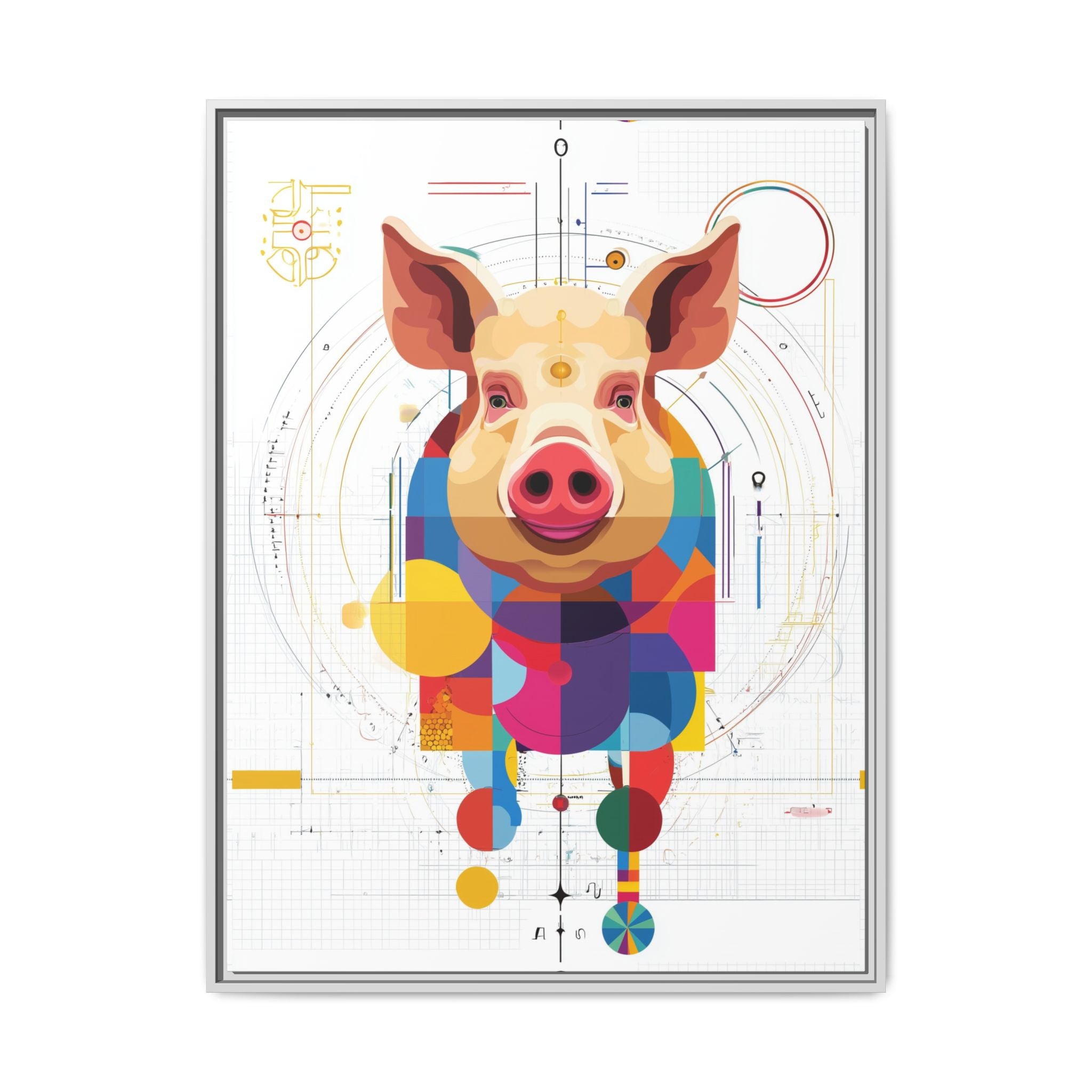 Geometric Pig: Digital Cubist Portrait, Mathematical Animal Abstraction   |    Custom Orders Available