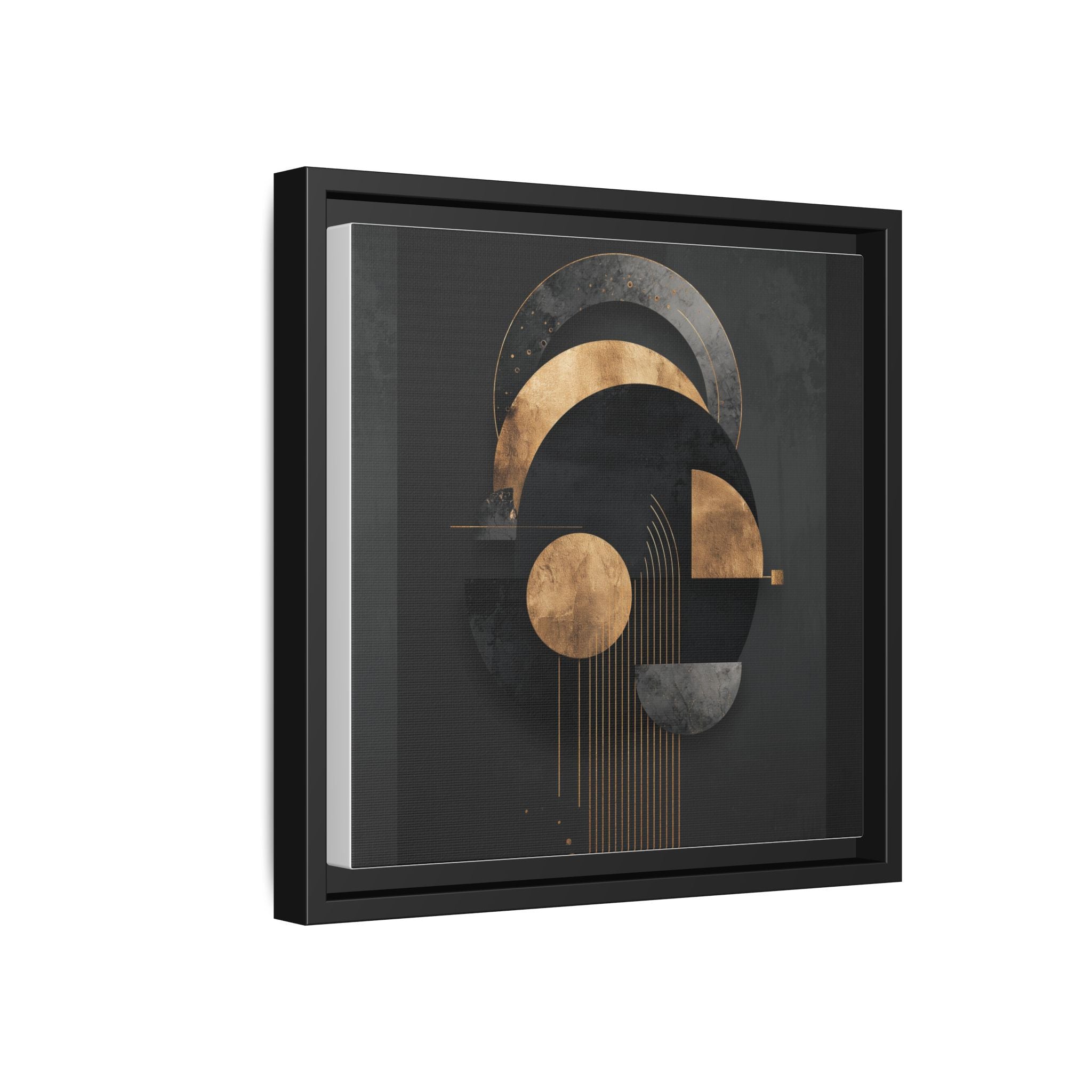 Geometric Resonance: Abstract Gold and Black Design, Minimalist Architectural Art, Modern Metallic Composition   |   Custom Orders Accepted