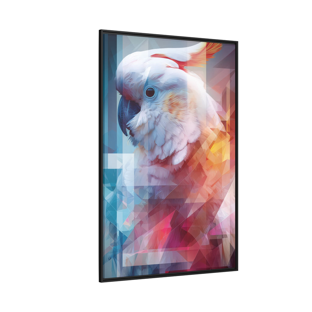 Fractured Cockatoo Framed Print: Geometric Wildlife Art, Low-Poly Digital Illustration   |  Personalized & Custom Orders Available