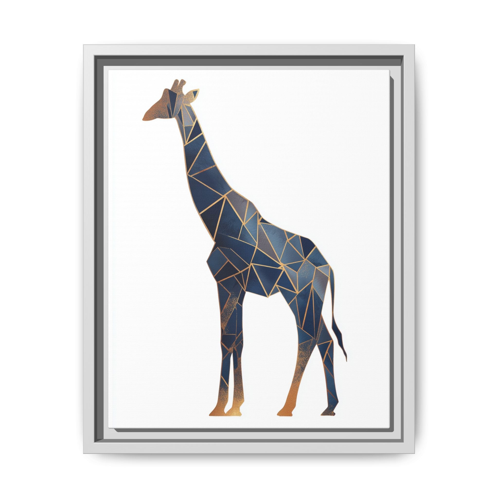 Geometric Giraffe Framed Print : Faceted Blue Mosaic, Modern Wildlife Art   |  Personalized & Custom Orders Available