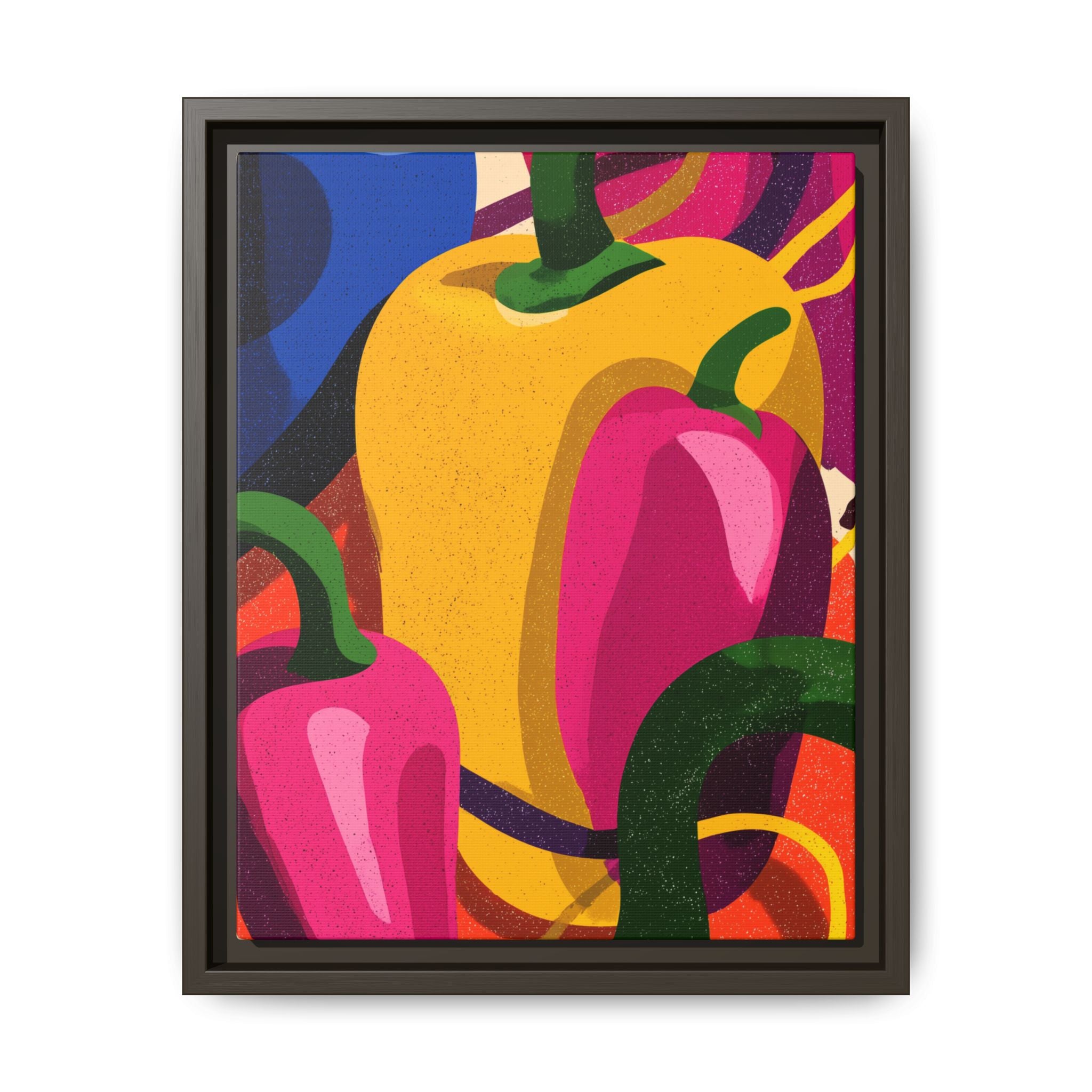 Canvas Art, Abstract Geometric Bell Peppers, Framed Wall Decor Print, Kitchen Wall Art, Modern Home Decor, Foodie Gift